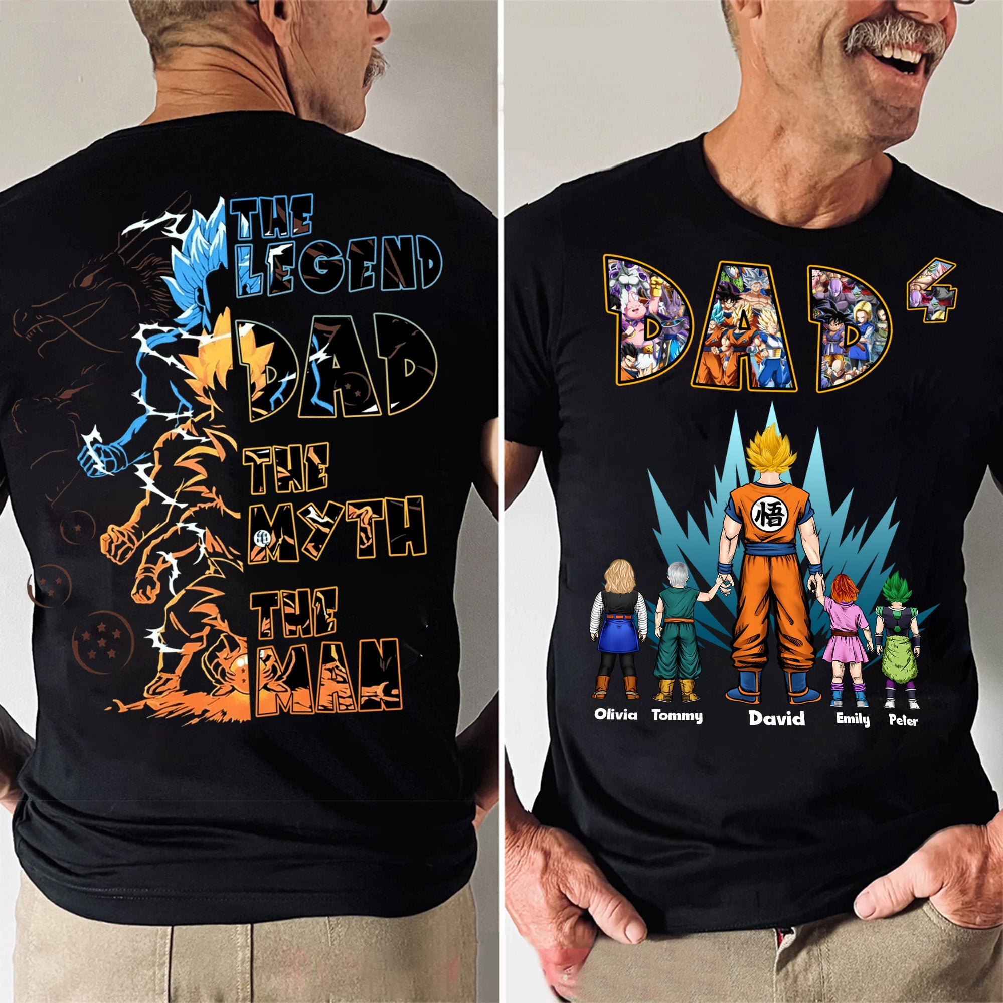 Personalized Dad Hero Shirt with Custom Names for Father's Day Gift Cotton Apparel GradoCreations