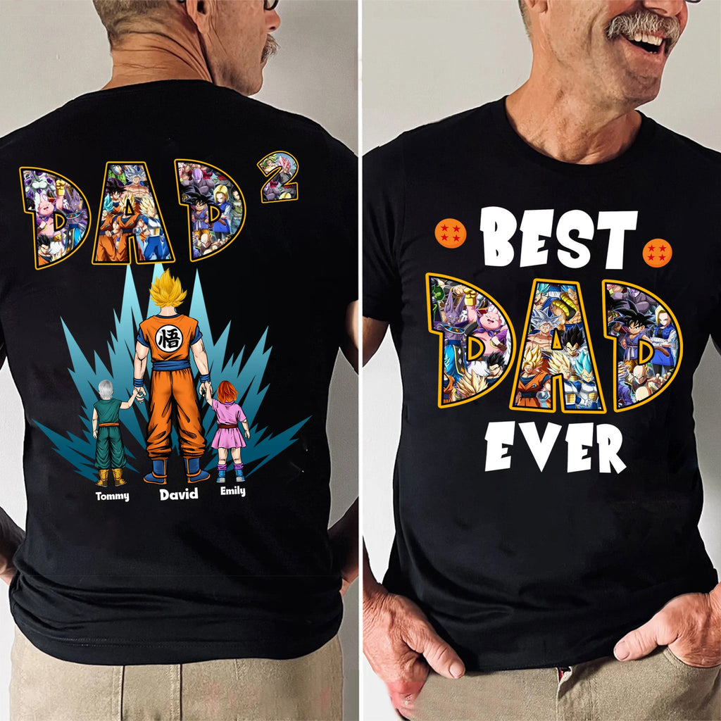 Personalized Saiyan Dad Shirt Custom Name Gift for Father's Day Cotton Apparel GradoCreations