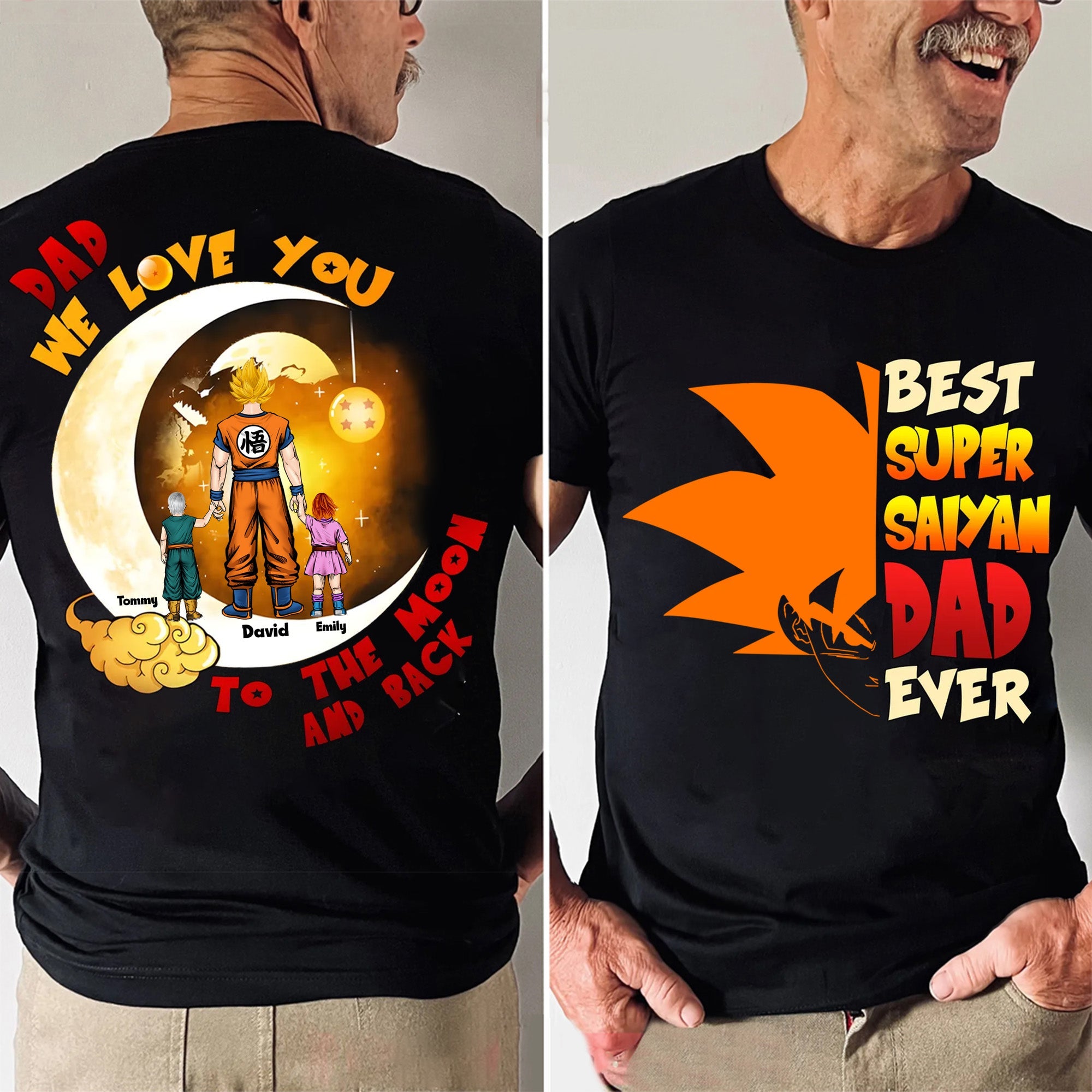 Personalized Dad Shirt We Love You To The Moon And Back Gift for Father's Day Cotton Apparel GradoCreations