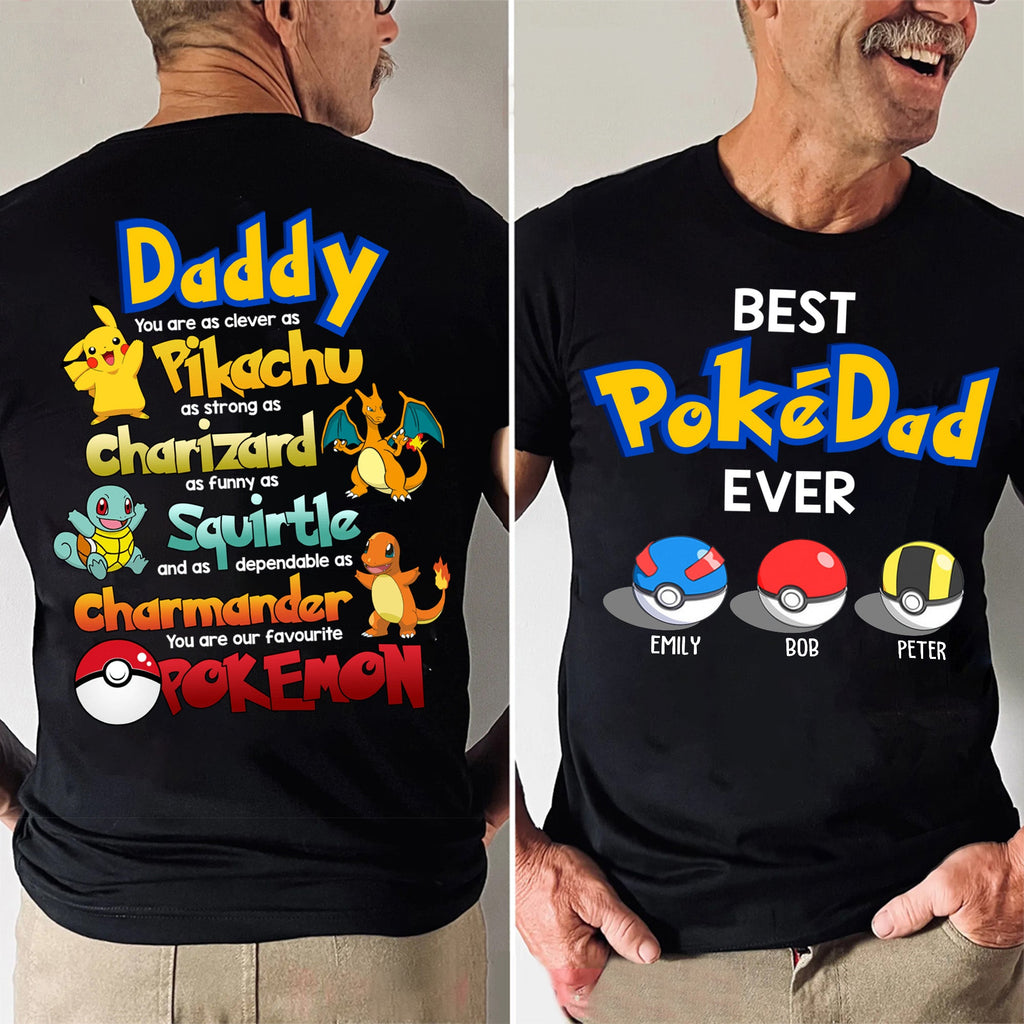 Personalized Funny Pokémon Dad Shirt Gift for Father's Day Cotton Apparel GradoCreations