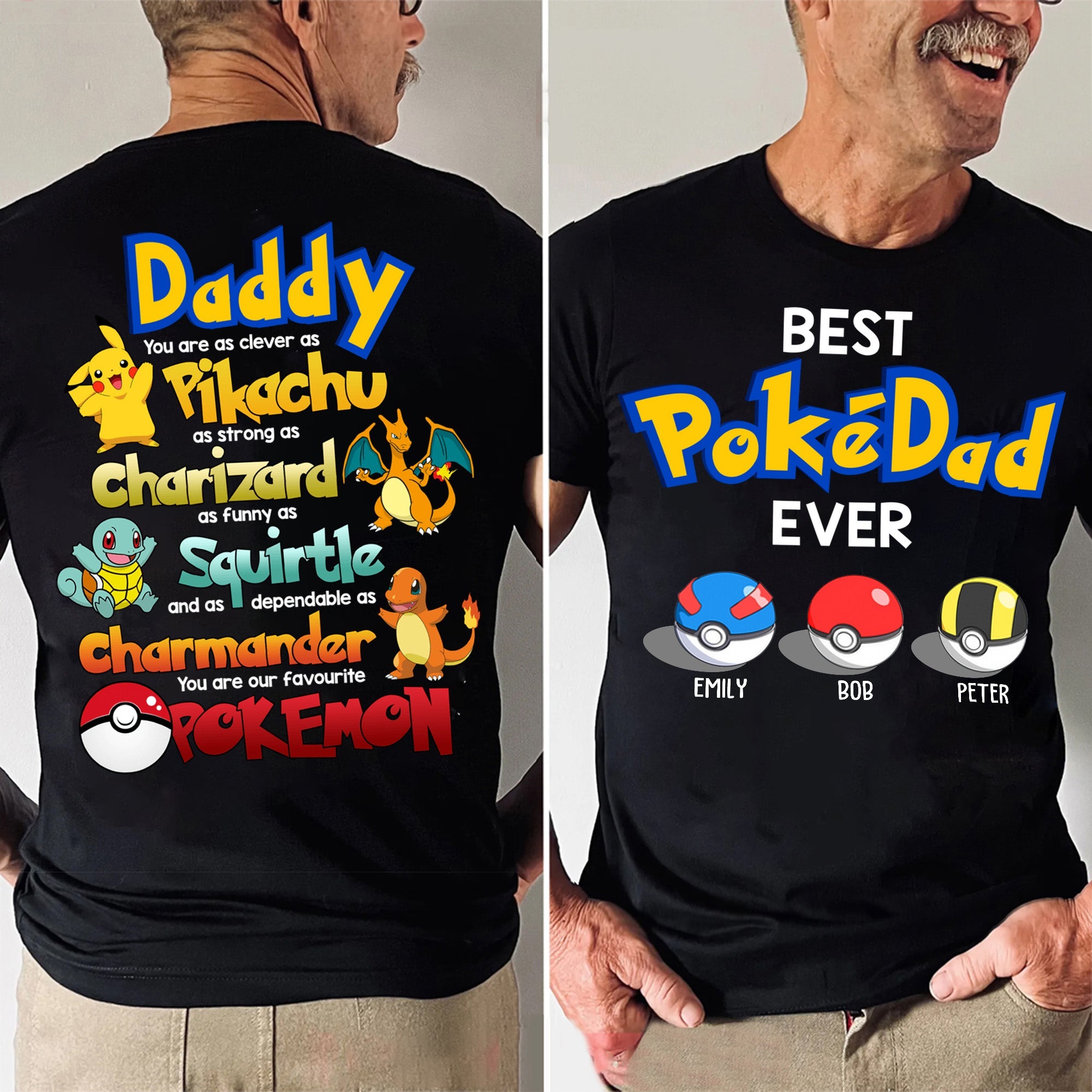 Personalized Funny Pokémon Dad Shirt Gift for Father's Day Cotton Apparel GradoCreations