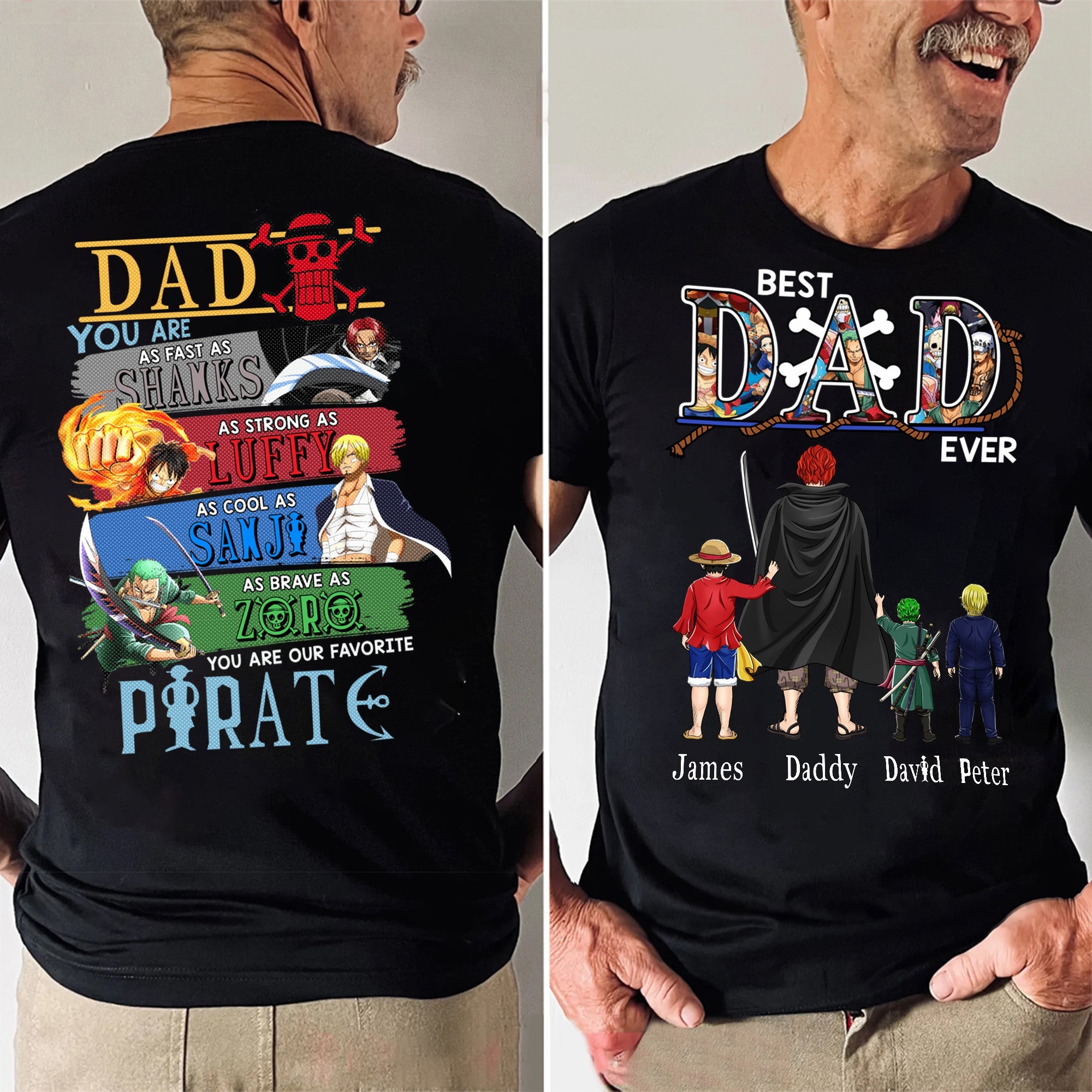 Personalized Pirate Dad Shirt Custom Name Gift for Father's Day Cotton Apparel GradoCreations