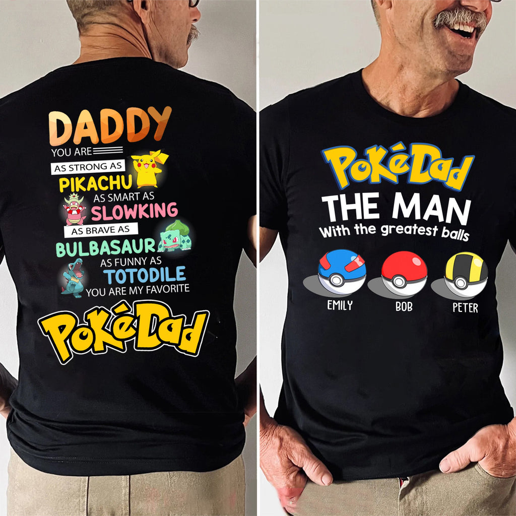 Personalized Pokémon Dad Shirt Gift for Father's Day | Custom Name Cotton Apparel GradoCreations