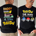 Personalized Pokémon Dad Shirt Gift for Father's Day | Custom Name Cotton Apparel GradoCreations