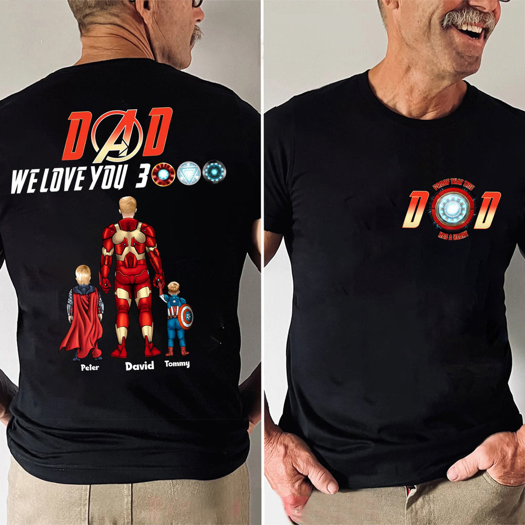 Personalized Superhero Dad T-Shirt Custom Name Gift for Father's Day Cotton Apparel GradoCreations