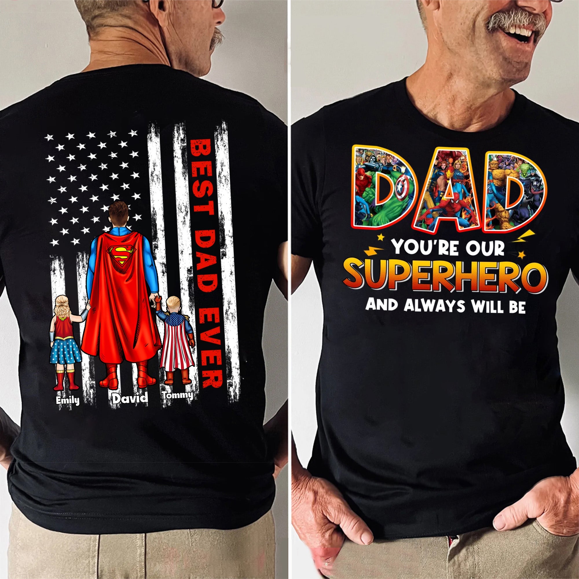 Personalized Superhero Shirt for Dad - Father's Day Gift Cotton Apparel GradoCreations