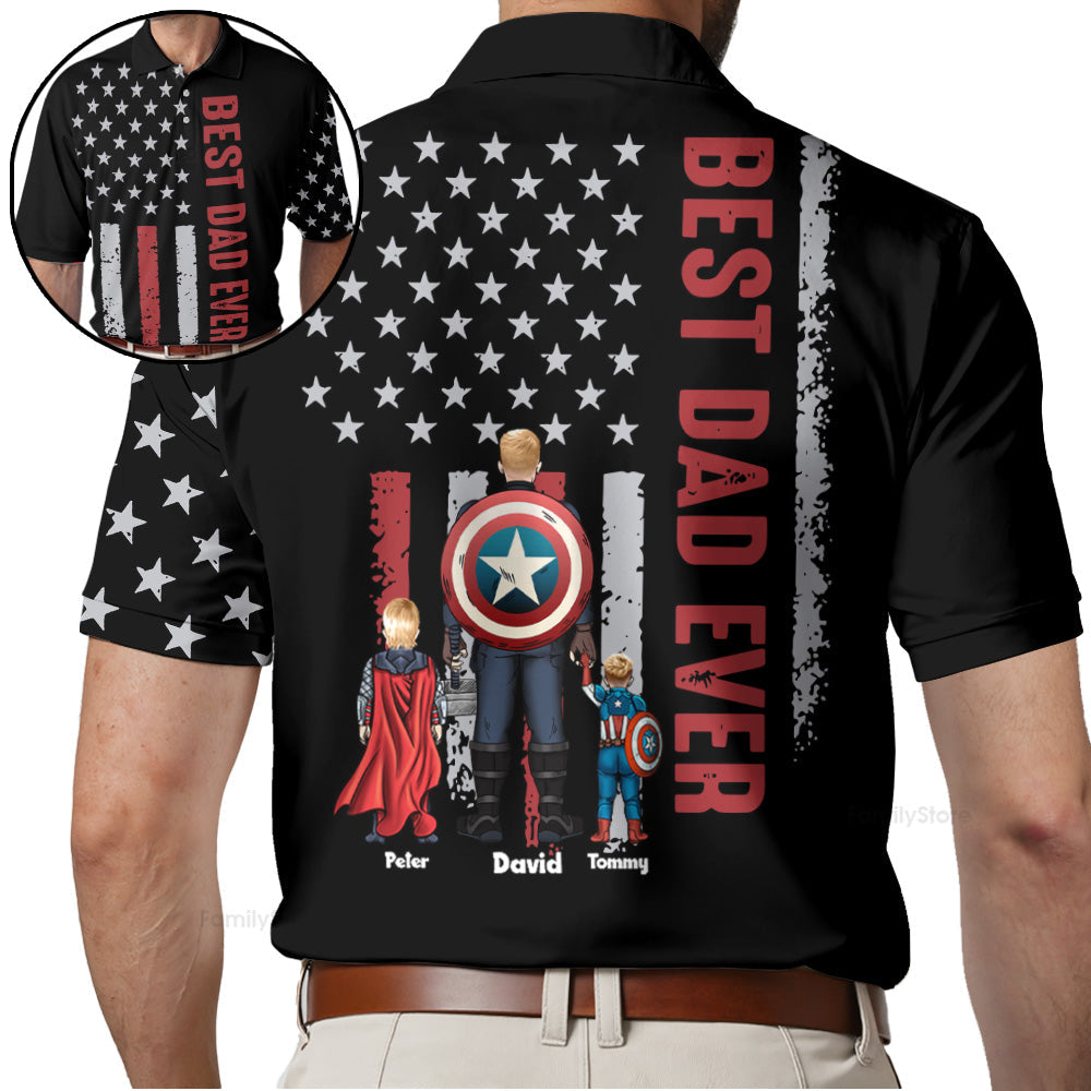 Personalized 3D Polo Best Dad Ever Gift for Dad Husband