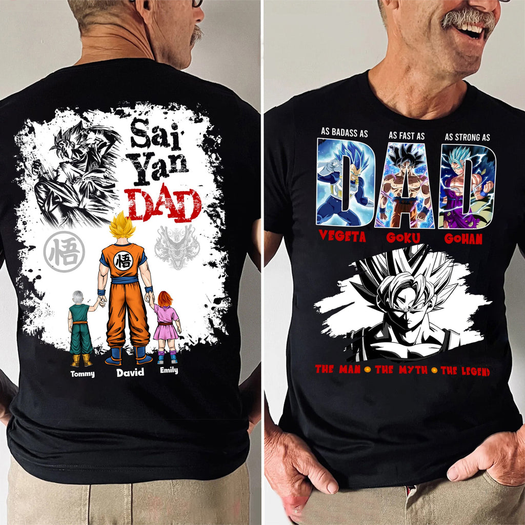 Personalized Goku Dad Shirt Custom Name Gift for Father's Day Cotton Apparel GradoCreations