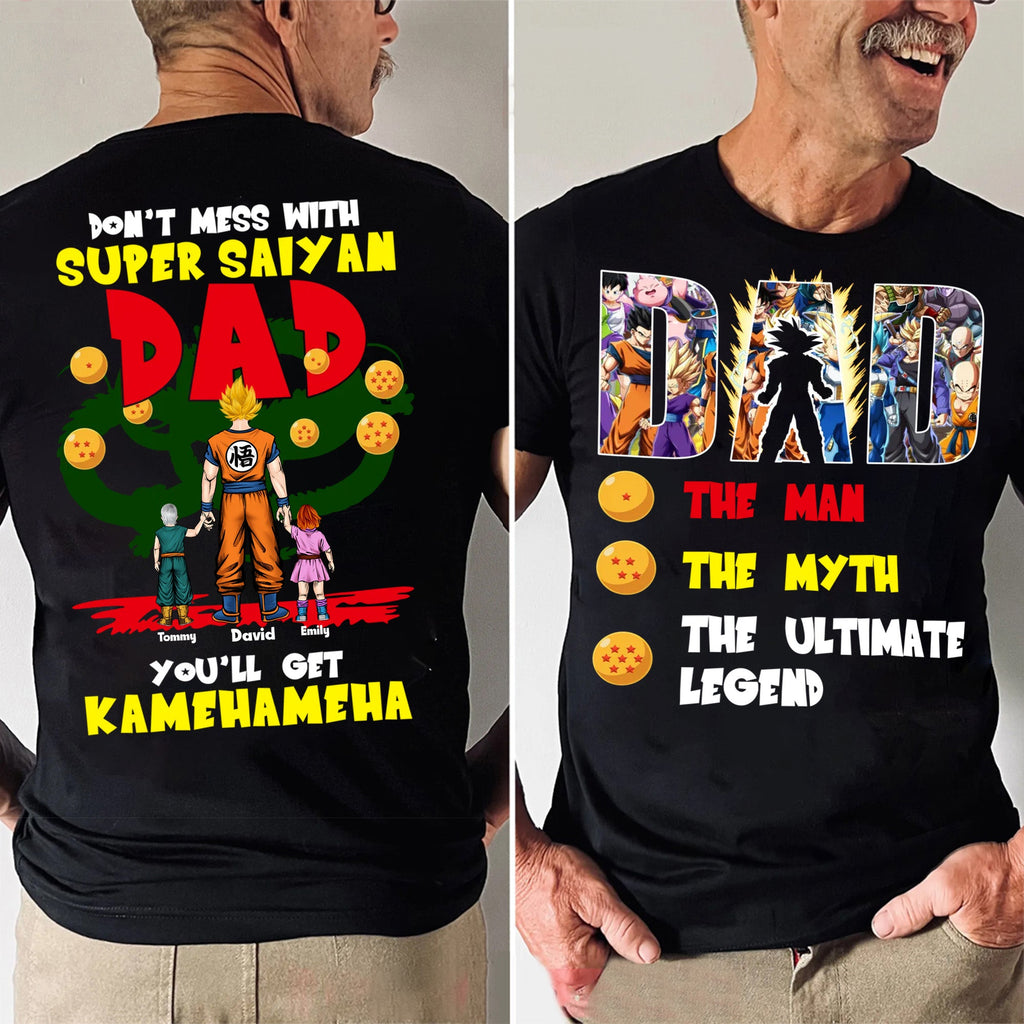 Personalized Super Saiyan Dad Shirt Custom Name Gift for Father's Day Cotton Apparel GradoCreations