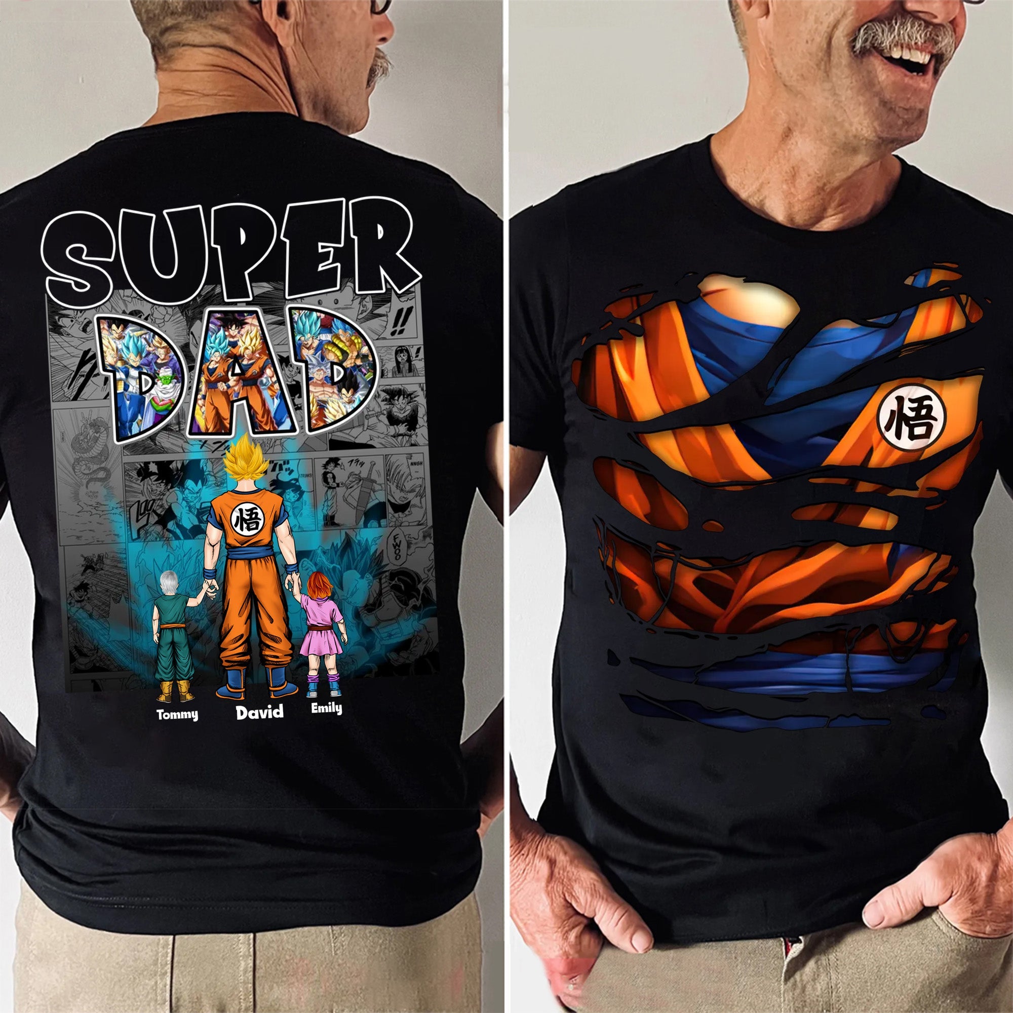 Personalized Super Dad T-Shirt Custom Family Design Gift for Dad Cotton Apparel GradoCreations