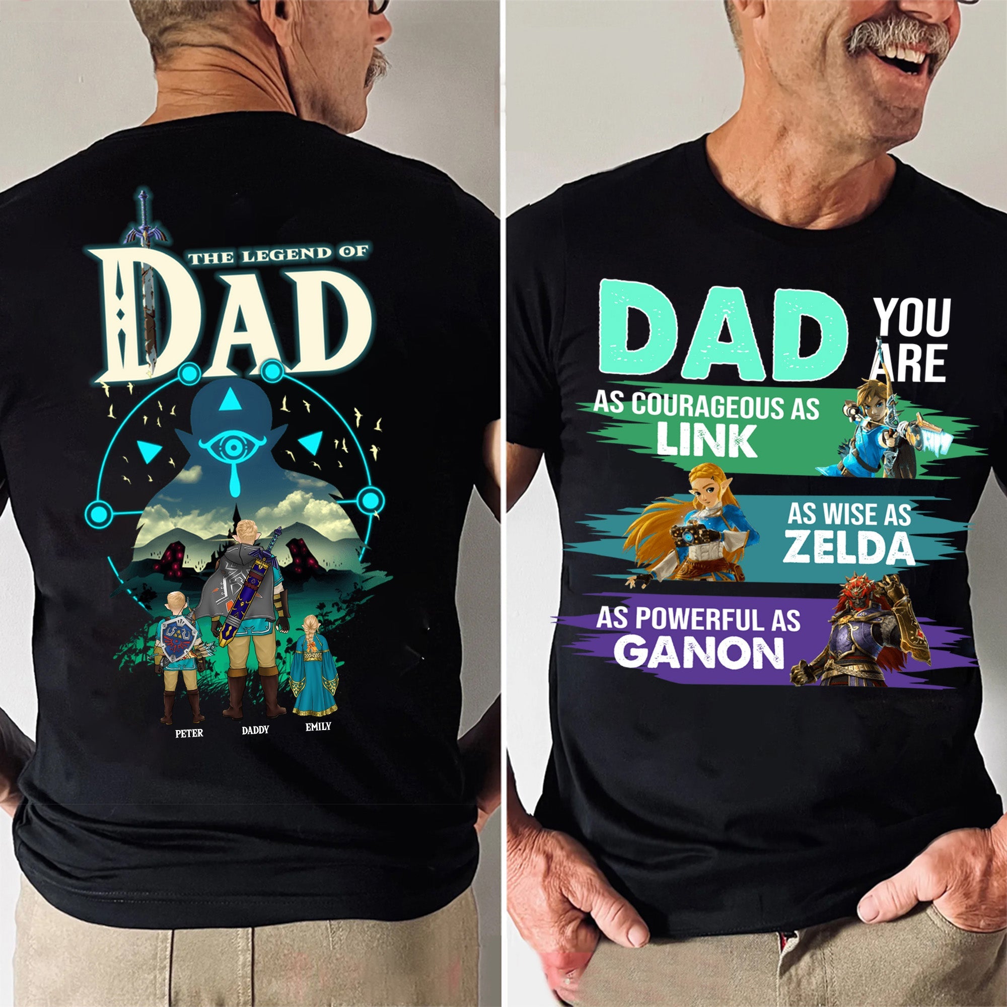 Personalized Dad Shirt As Powerful As Ganon - Father's Day Gift Cotton Apparel GradoCreations