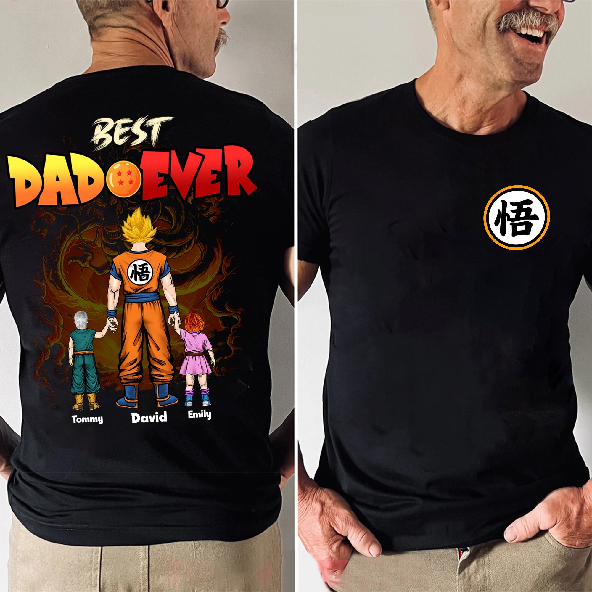Personalized Dad and Kids Saiyan Shirt Unique Gift for Father's Day Cotton Apparel GradoCreations