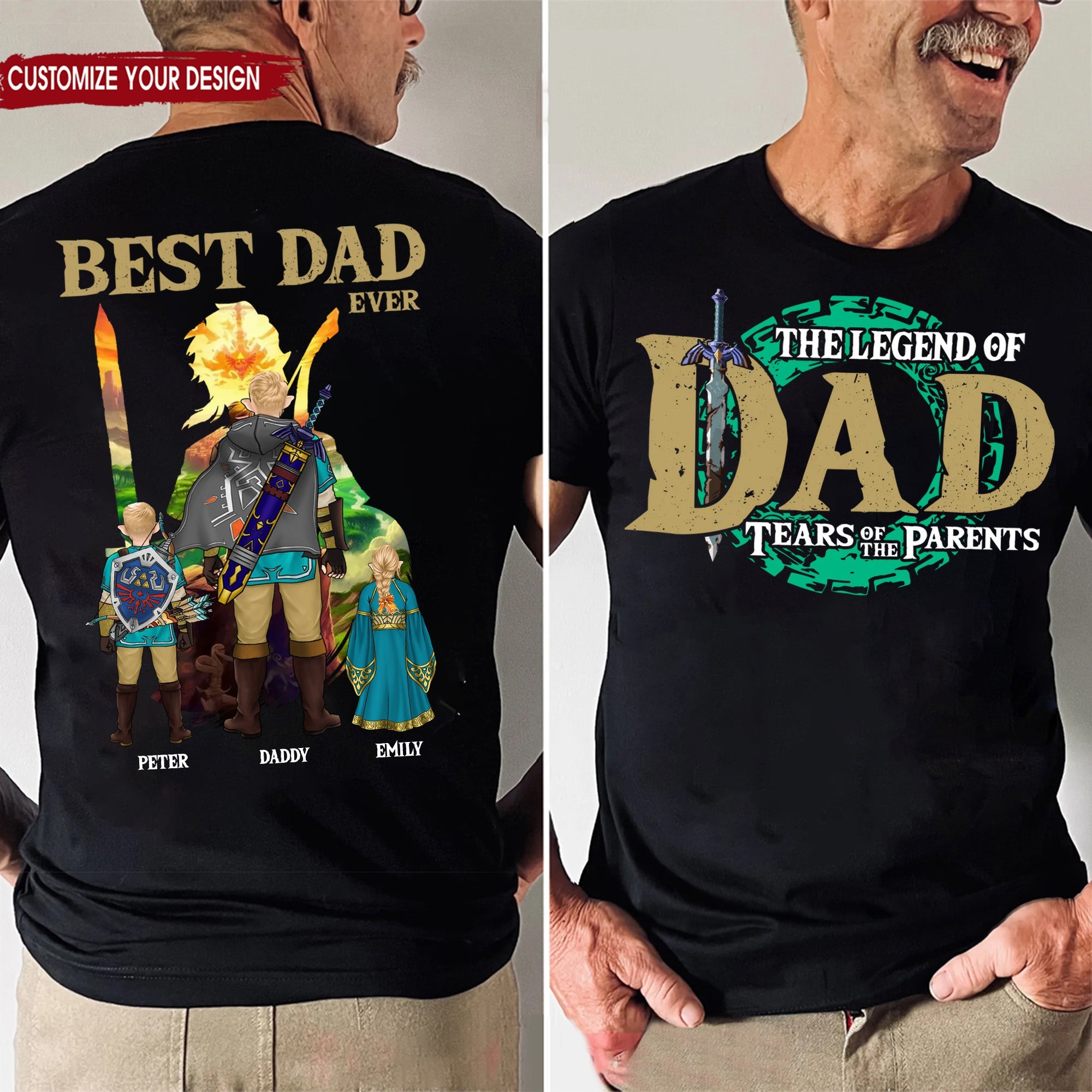 Personalized Legend of Zelda Best Dad T-Shirt Gift for Father's Day Cotton Apparel GradoCreations