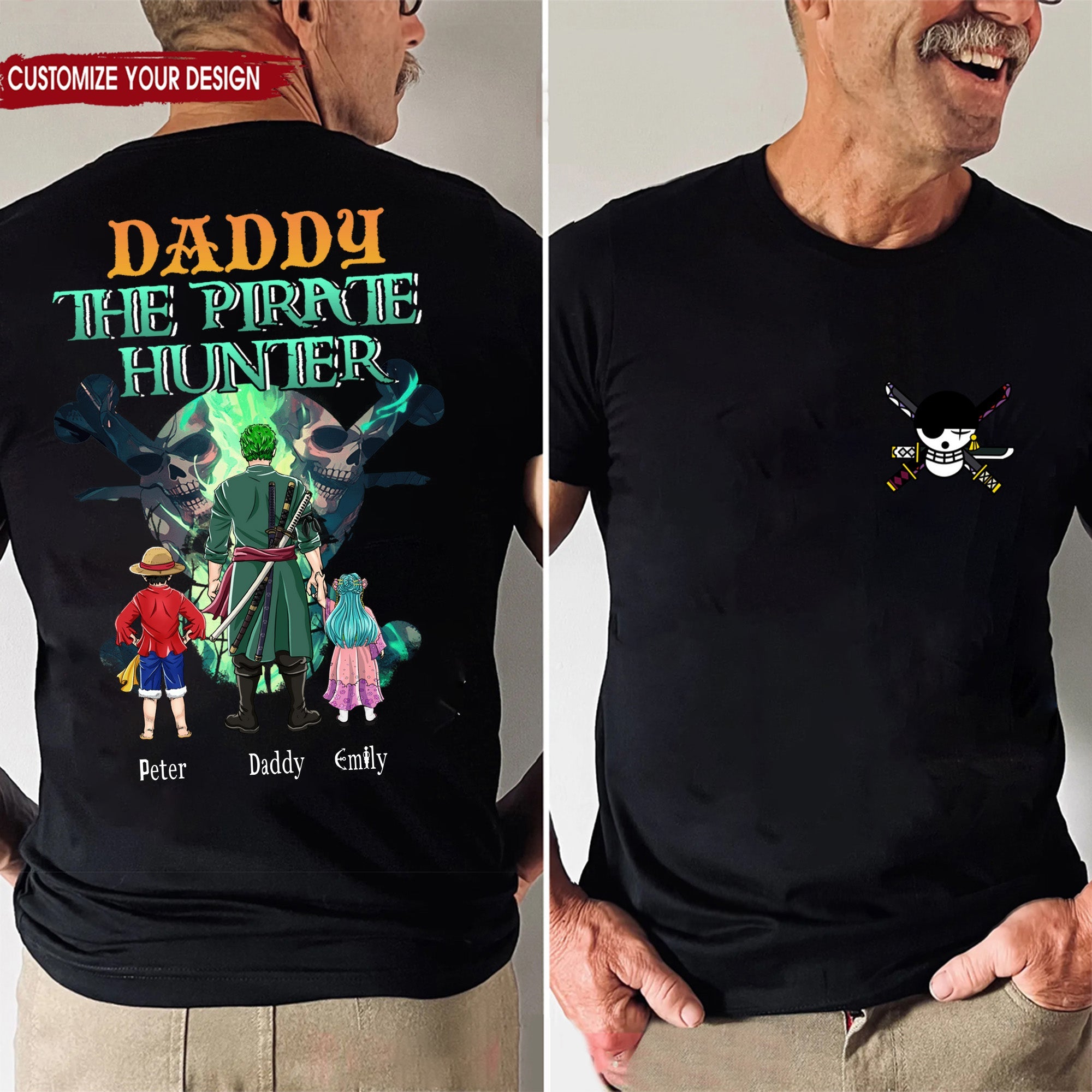 Personalized Pirate Hunter Shirt for Dad | Custom Name Gift Cotton Apparel GradoCreations