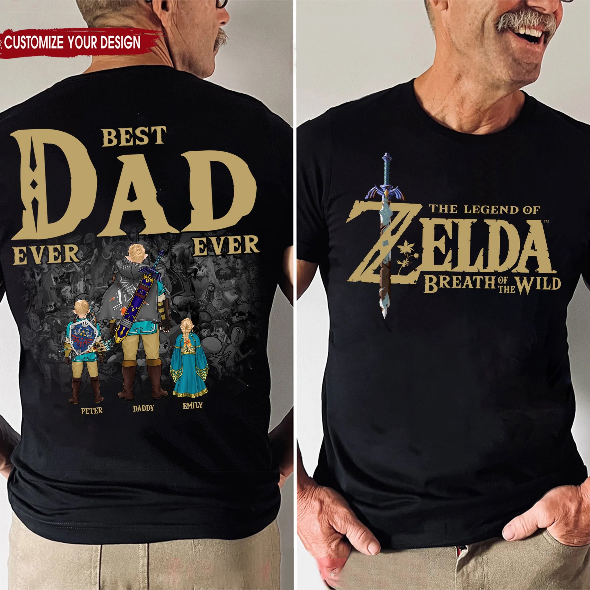 Personalized Legend of Zelda Dad Shirt Gift for Father's Day Cotton Apparel GradoCreations