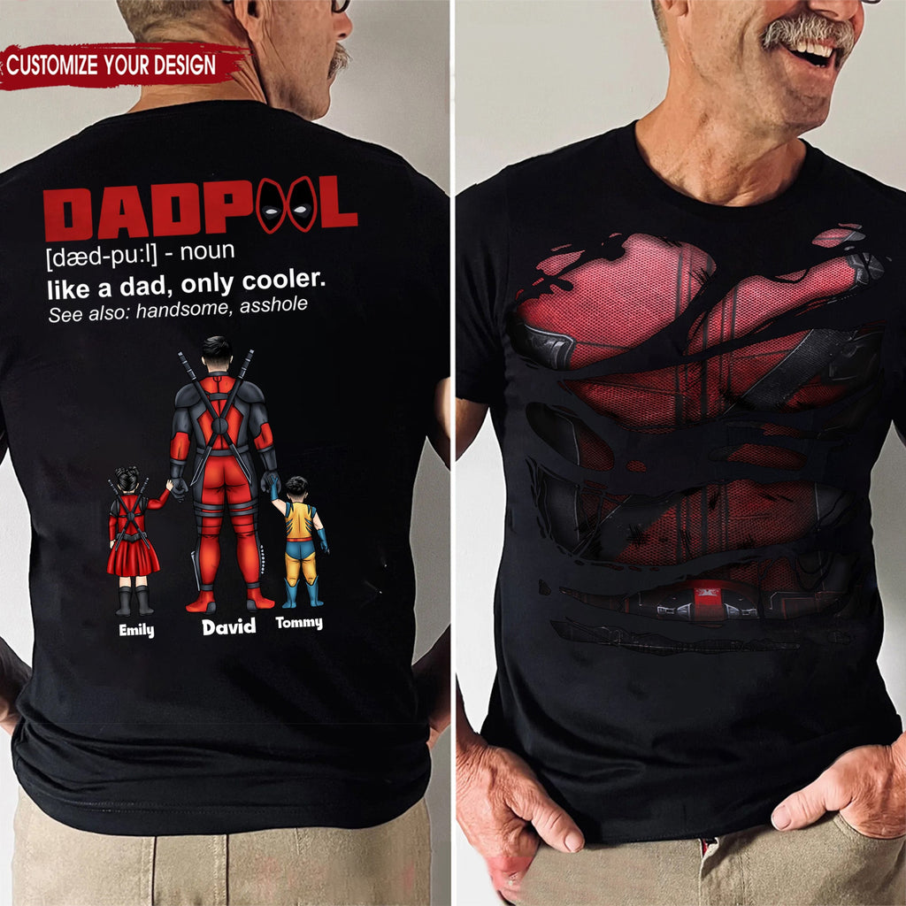Personalized Dadpool Superhero Shirt Gift for Father's Day Cotton Apparel GradoCreations