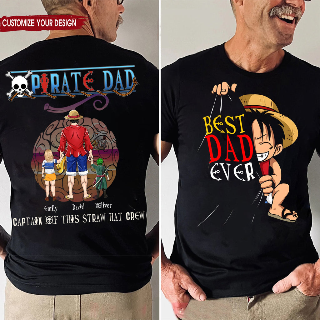 Personalized Pirate Dad Shirt Best Dad Ever Gift for Father's Day Cotton Apparel GradoCreations