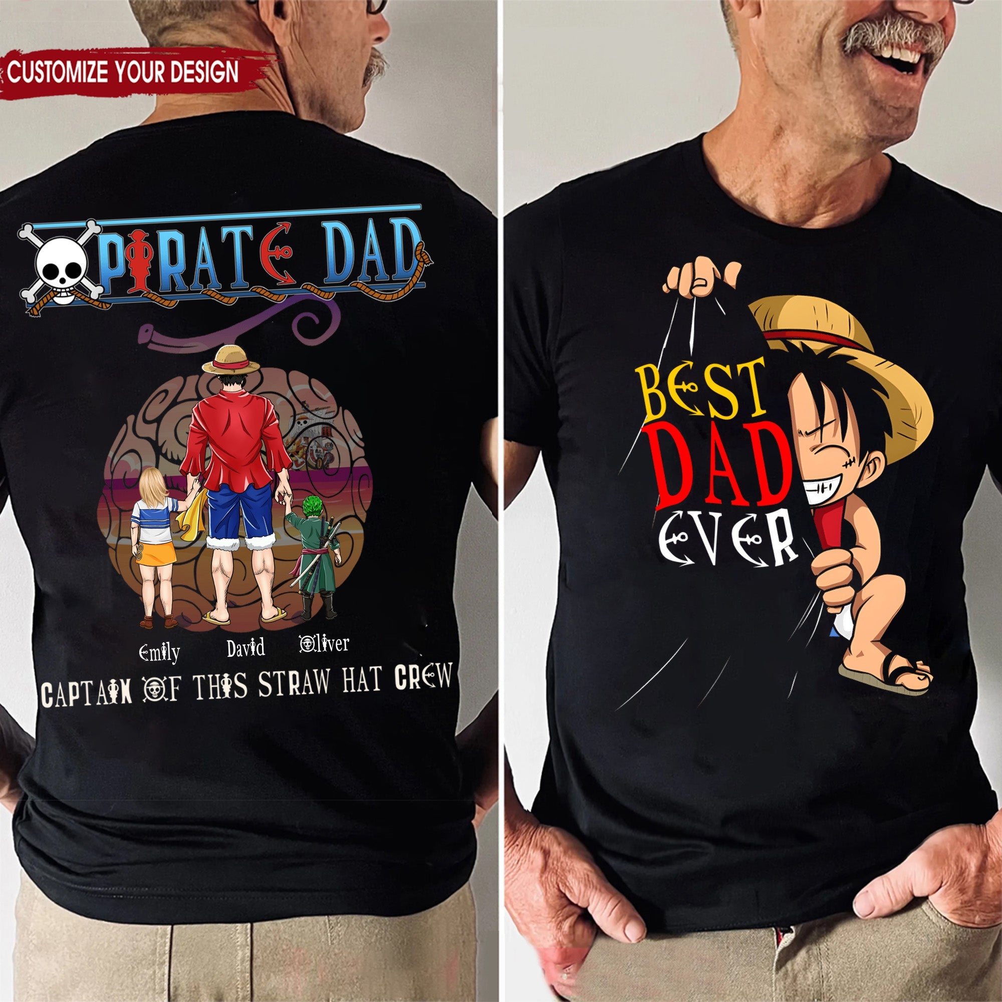 Personalized Pirate Dad Shirt Best Dad Ever Gift for Father's Day Cotton Apparel GradoCreations