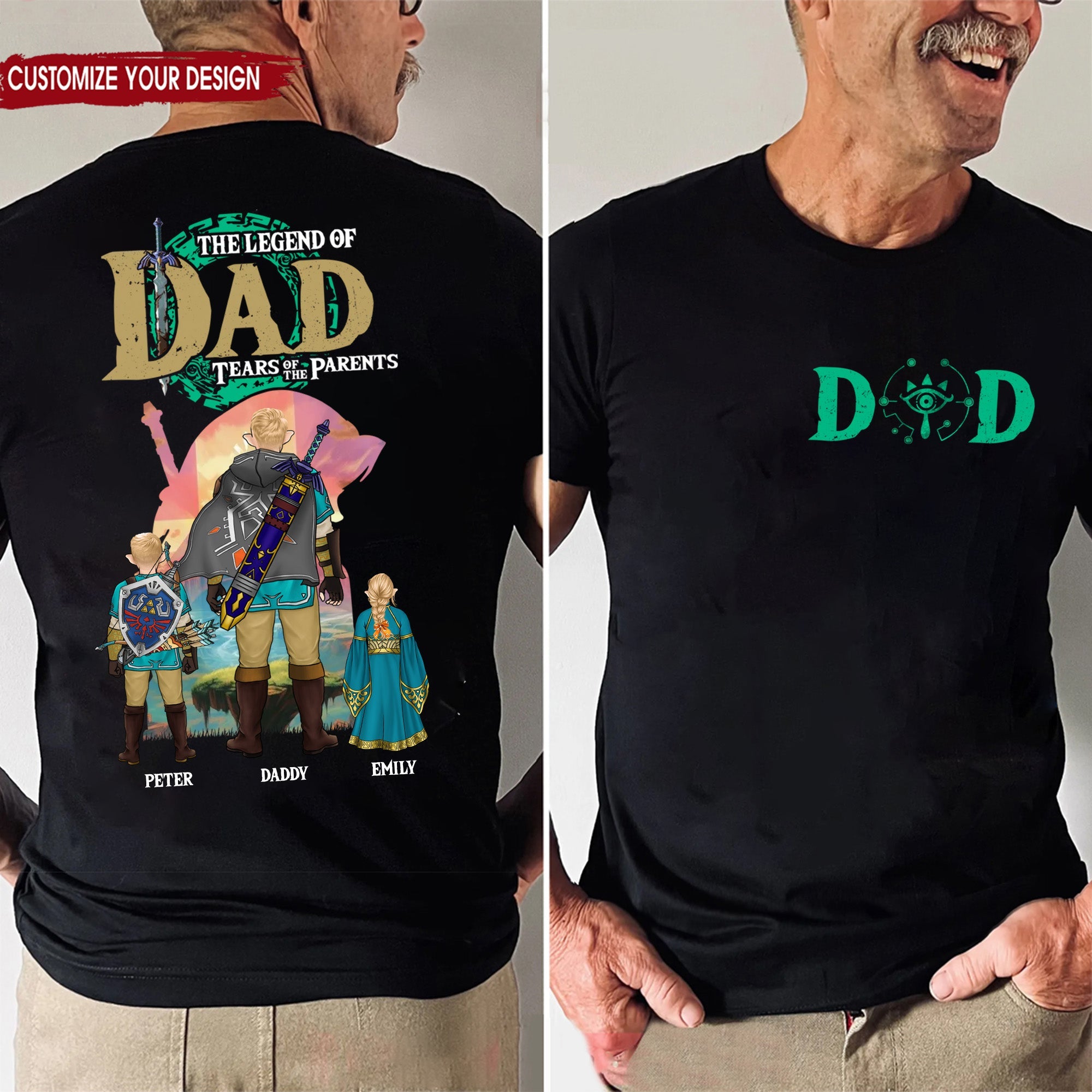 Personalized Legend of Zelda Dad Shirt Gift for Father's Day Cotton Apparel GradoCreations