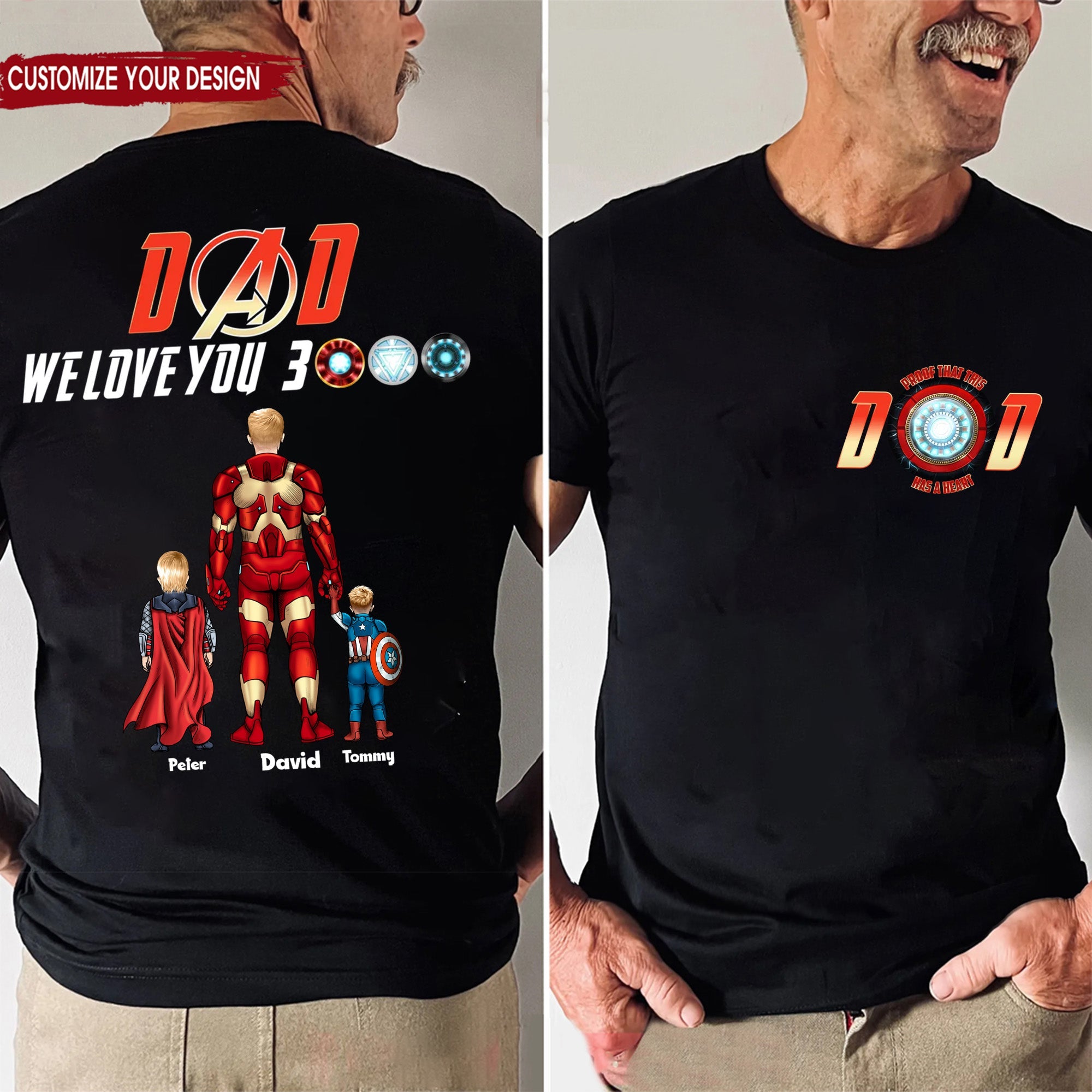 Personalized Superhero Dad T-Shirt Custom Name Gift for Father's Day Cotton Apparel GradoCreations