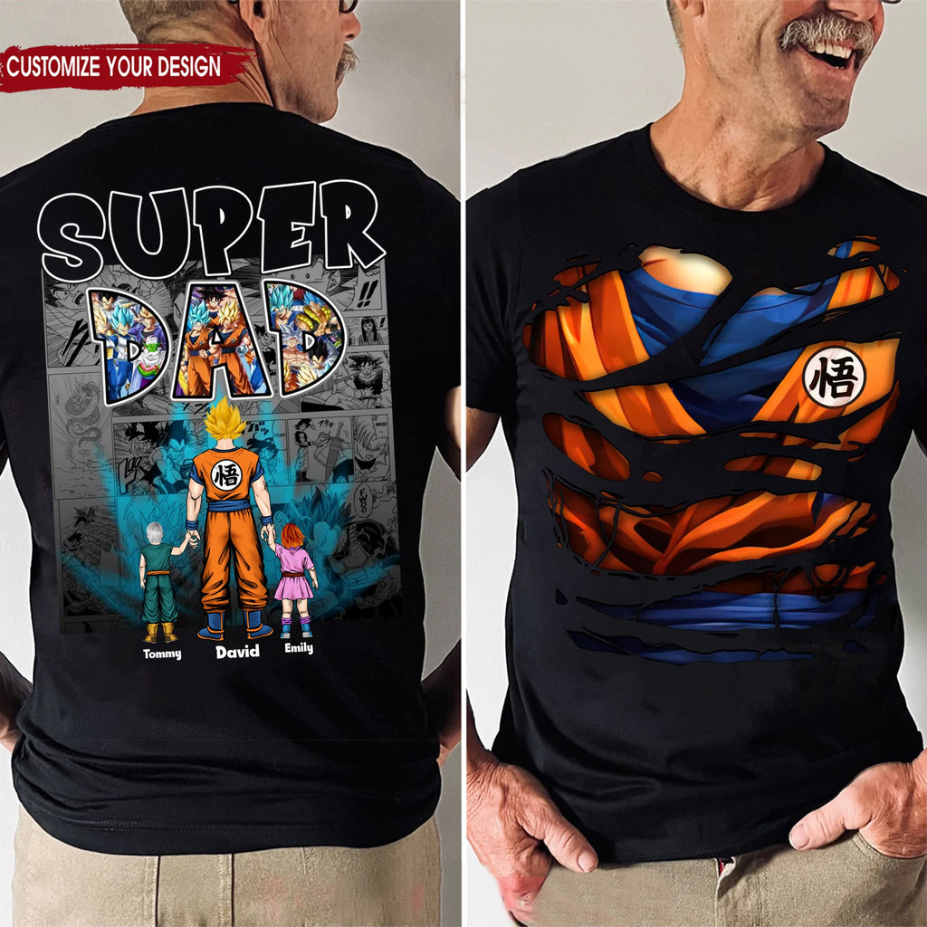Personalized Super Dad T-Shirt Custom Family Design Gift for Dad Cotton Apparel GradoCreations