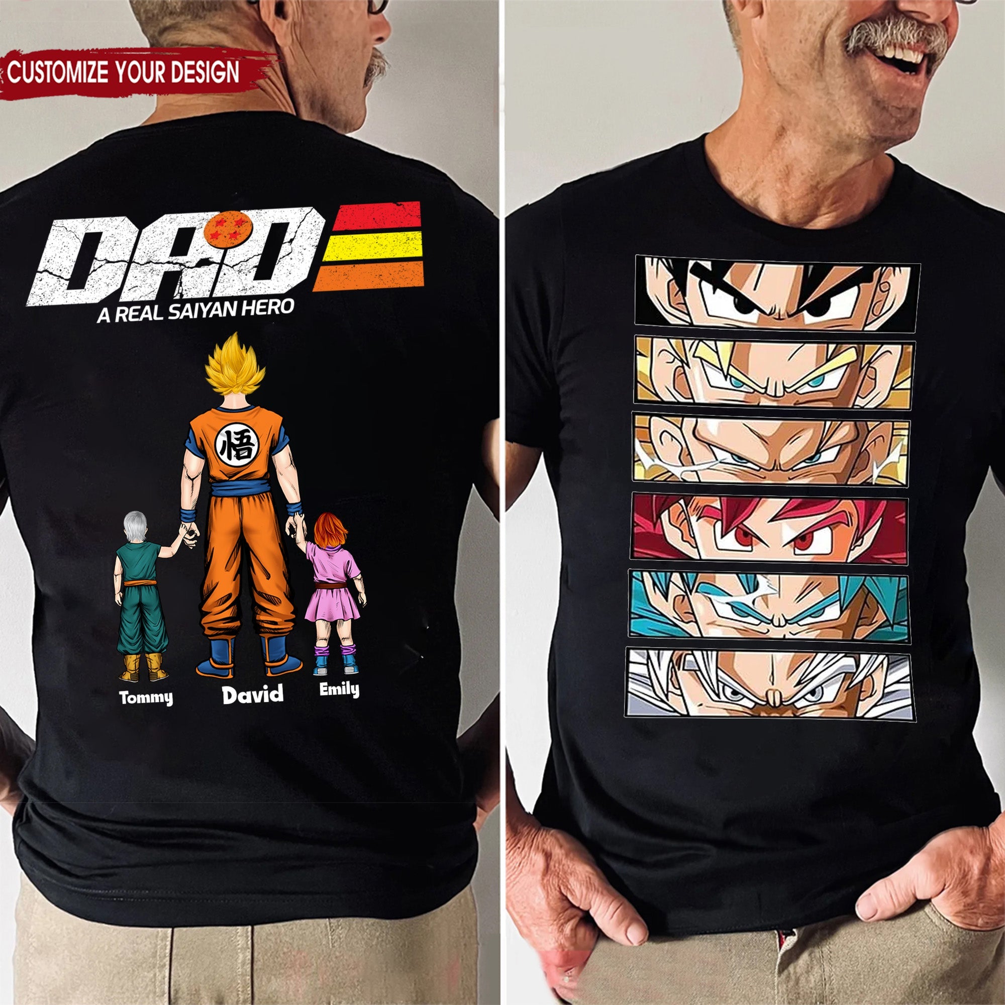 Personalized Dragon Ball Z Dad Shirt Custom Name Gift for Father's Day Cotton Apparel GradoCreations