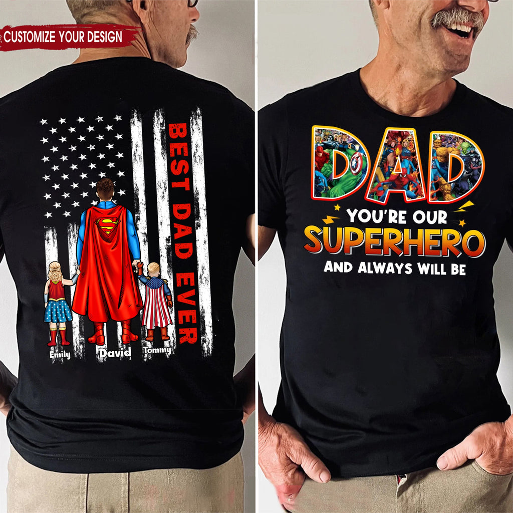 Personalized Superhero Shirt for Dad - Father's Day Gift Cotton Apparel GradoCreations