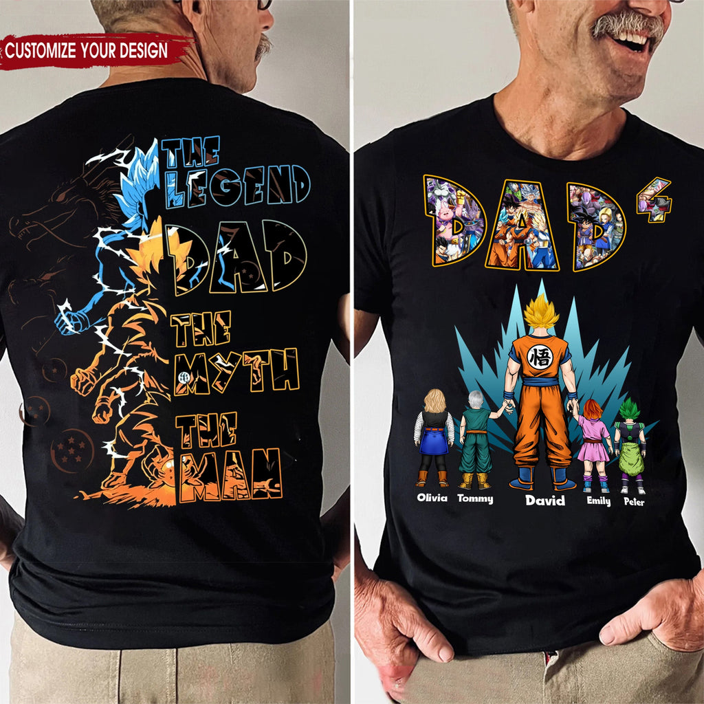 Personalized Dad Hero Shirt with Custom Names for Father's Day Gift Cotton Apparel GradoCreations