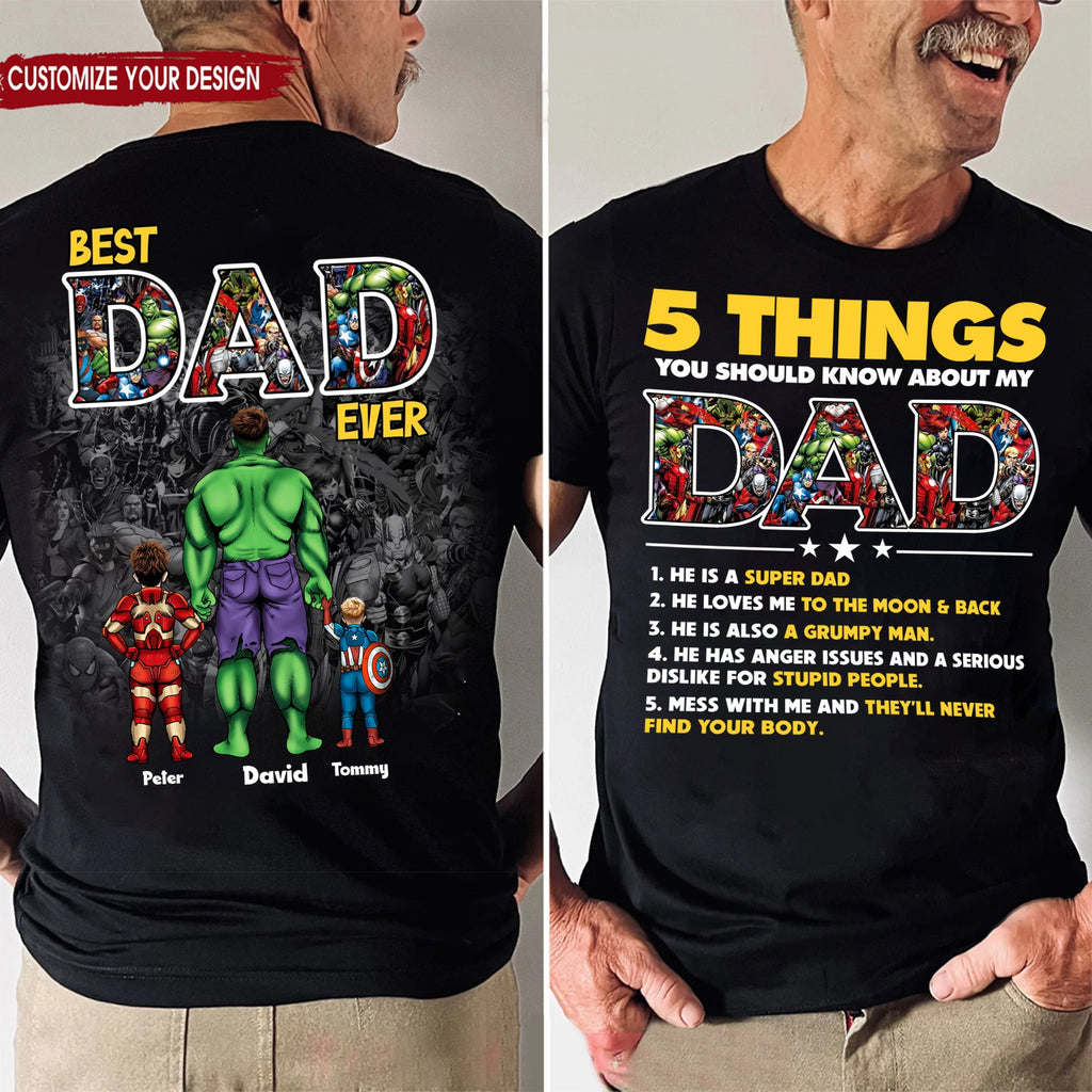 Personalized Super Hero Dad Shirt Custom Message Gift for Father's Day Cotton Apparel GradoCreations