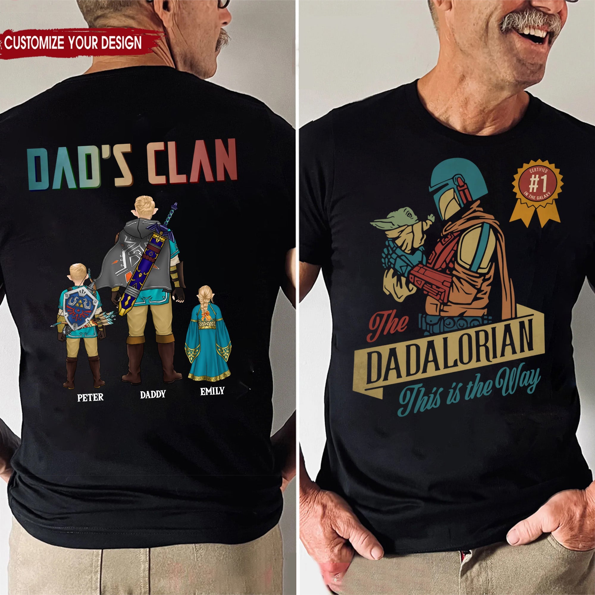 Personalized Father's Day Shirt for Dad with Zelda Design Cotton Apparel GradoCreations