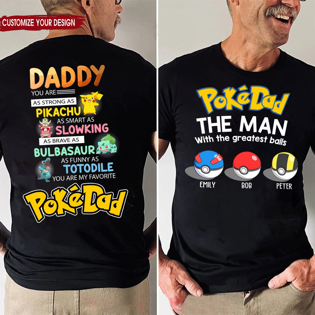 Personalized Pokémon Dad Shirt Gift for Father's Day | Custom Name Cotton Apparel GradoCreations