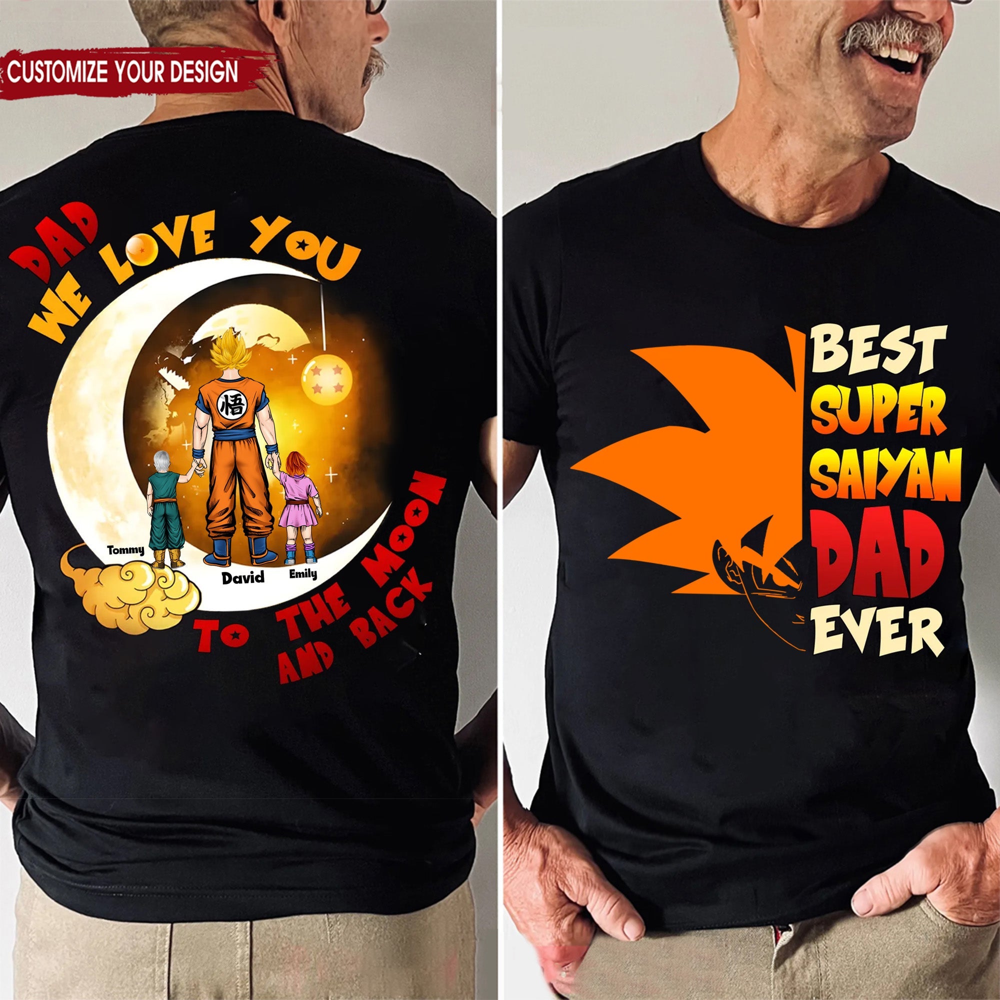 Personalized Dad Shirt We Love You To The Moon And Back Gift for Father's Day Cotton Apparel GradoCreations