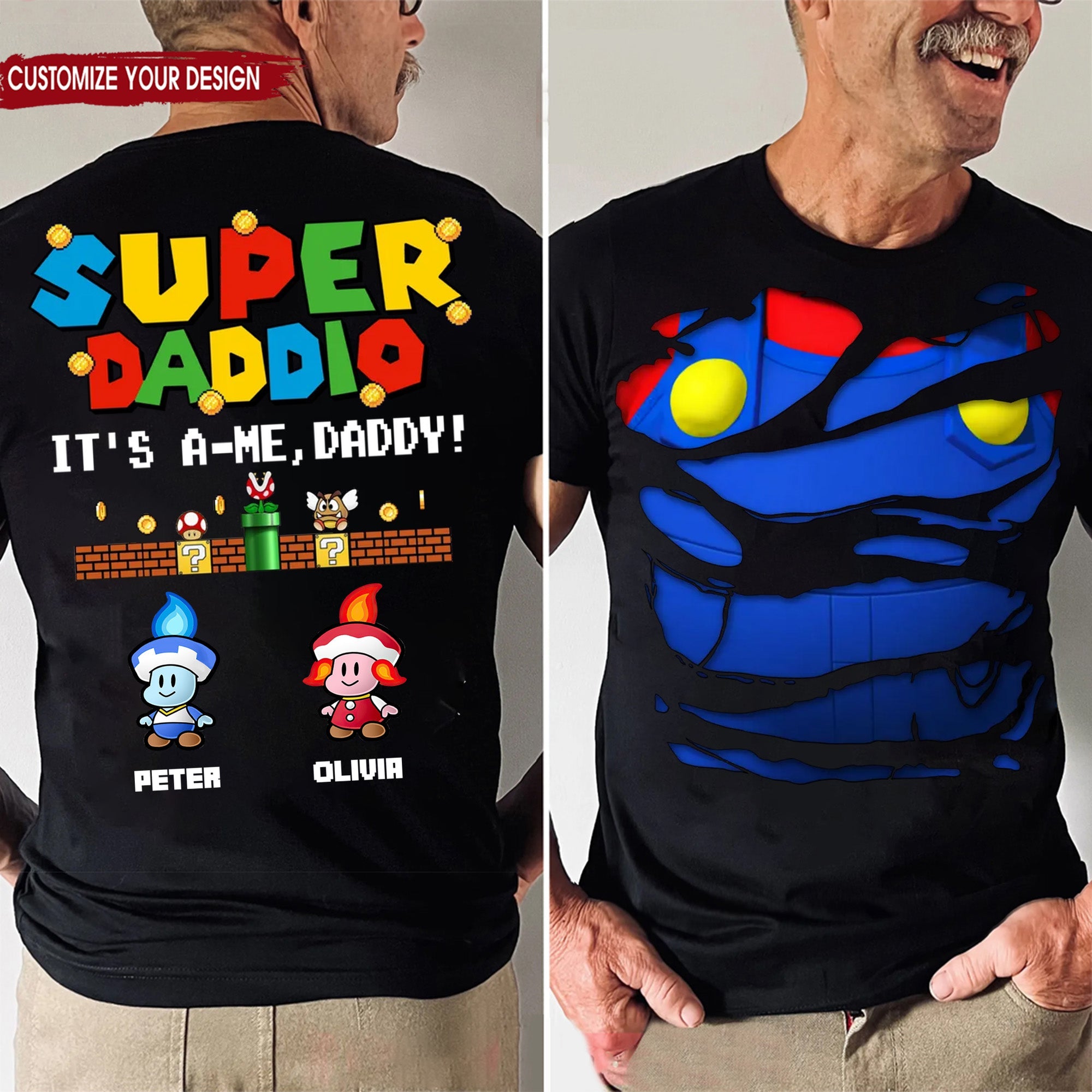 Personalized Super Daddio T-Shirt for Dad | Funny Father's Day Gift Cotton Apparel GradoCreations