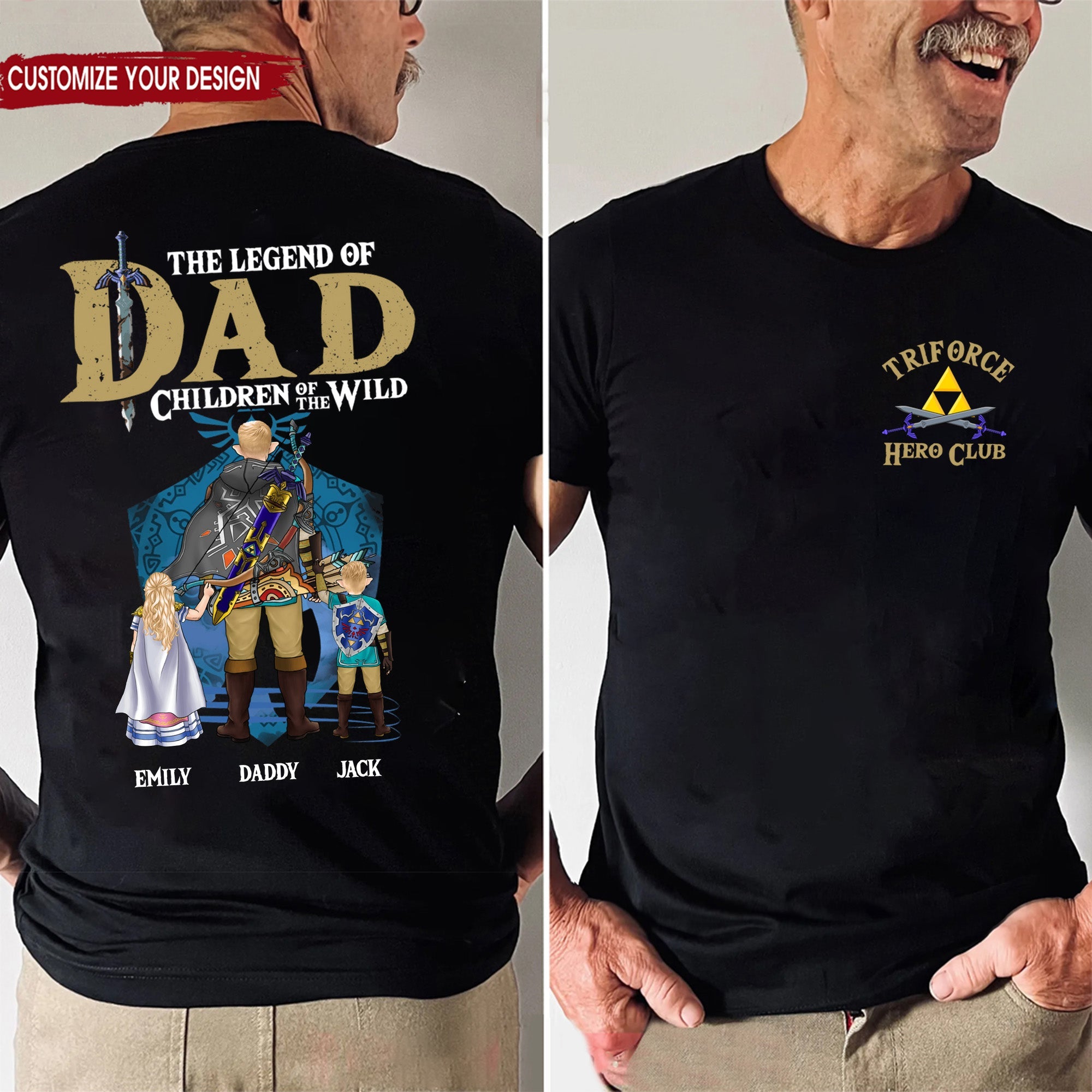 Personalized Legend Of Zelda Dad T-Shirt Gift for Father's Day Cotton Apparel GradoCreations