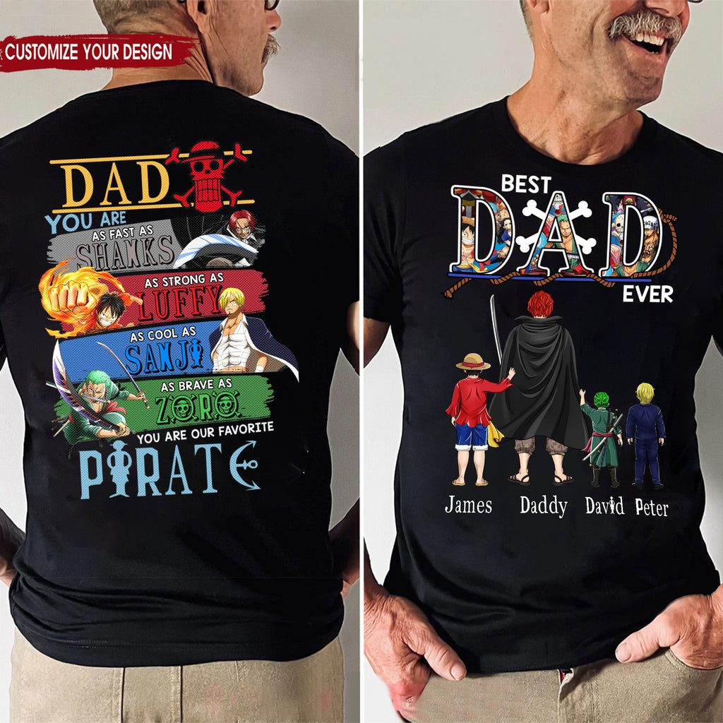 Personalized Pirate Dad Shirt Custom Name Gift for Father's Day Cotton Apparel GradoCreations