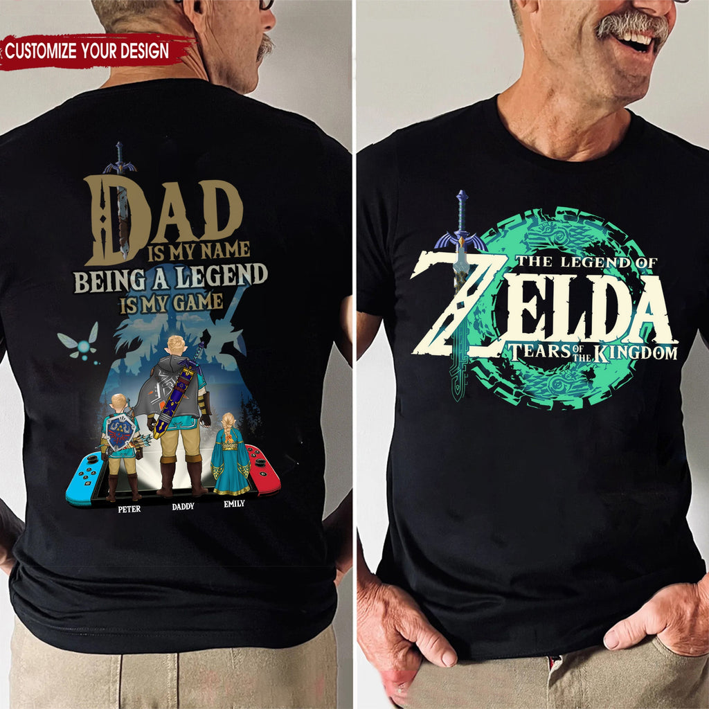 Personalized Legend Zelda Dad Shirt Custom Name Gift for Father's Day Cotton Apparel GradoCreations