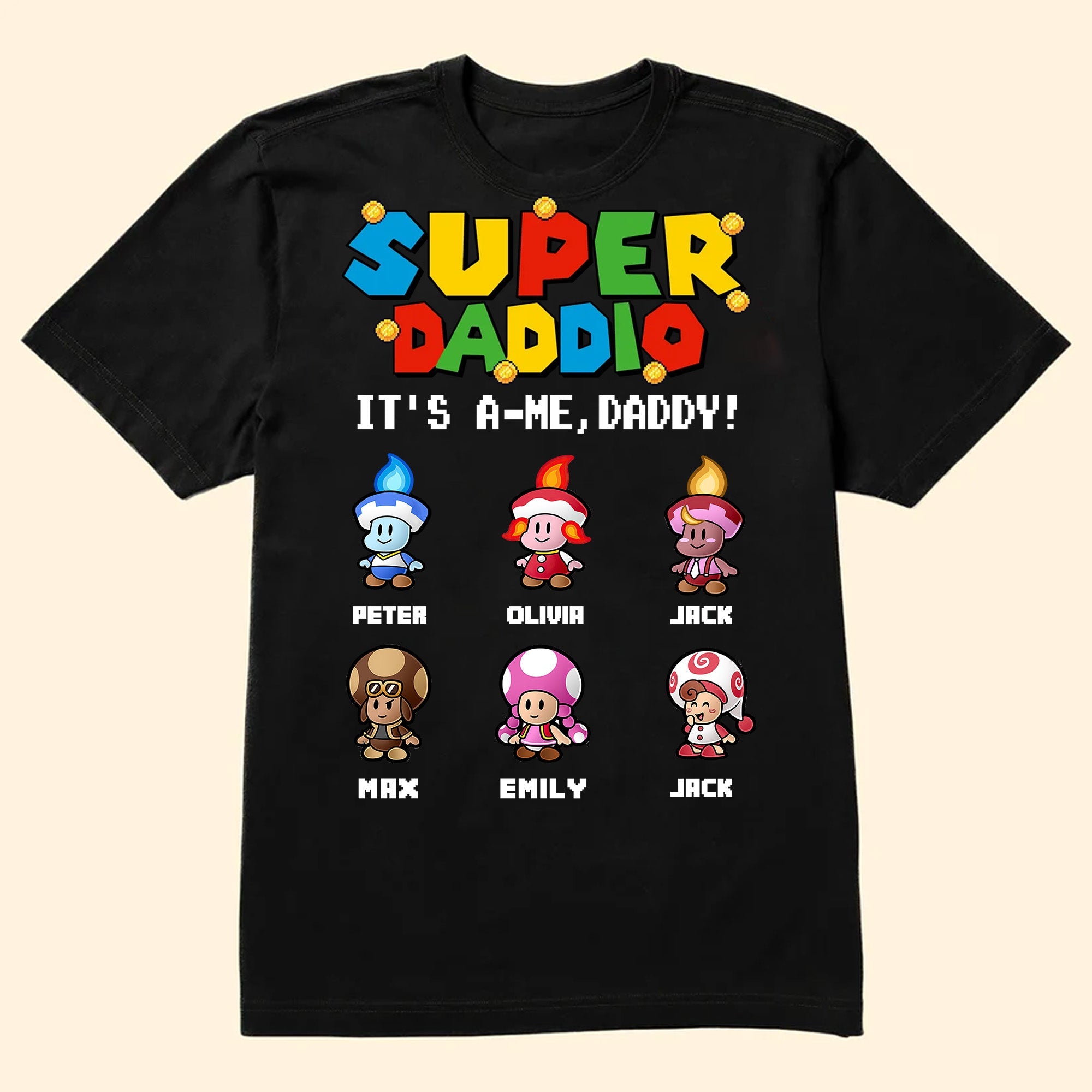 Personalized Father's Day Shirt Super Daddio Custom Name Gift for Dad Cotton Apparel GradoCreations