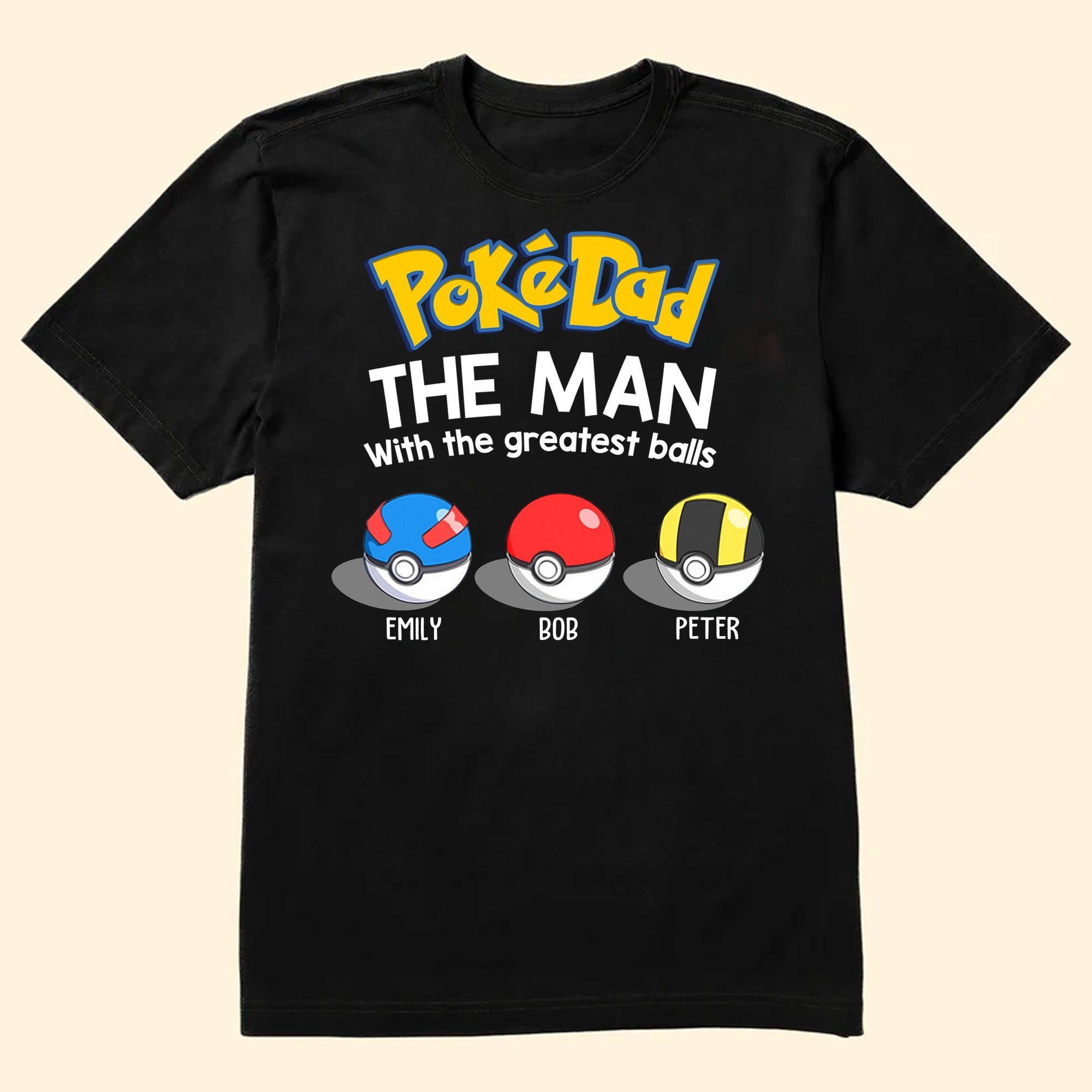 Personalized Pokémon Dad Shirt Gift for Father's Day | Custom Name Cotton Apparel GradoCreations