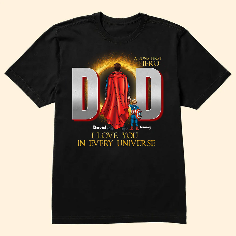 Personalized Superhero Dad T-Shirt Gift for Father's Day Cotton Apparel GradoCreations