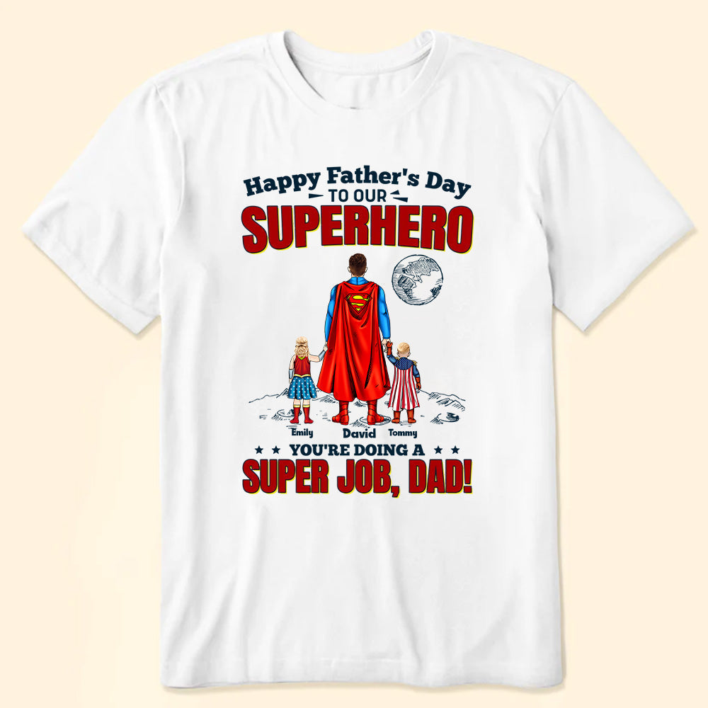 Personalized Superhero Dad T-Shirt Gift for Father’s Day Cotton Apparel GradoCreations