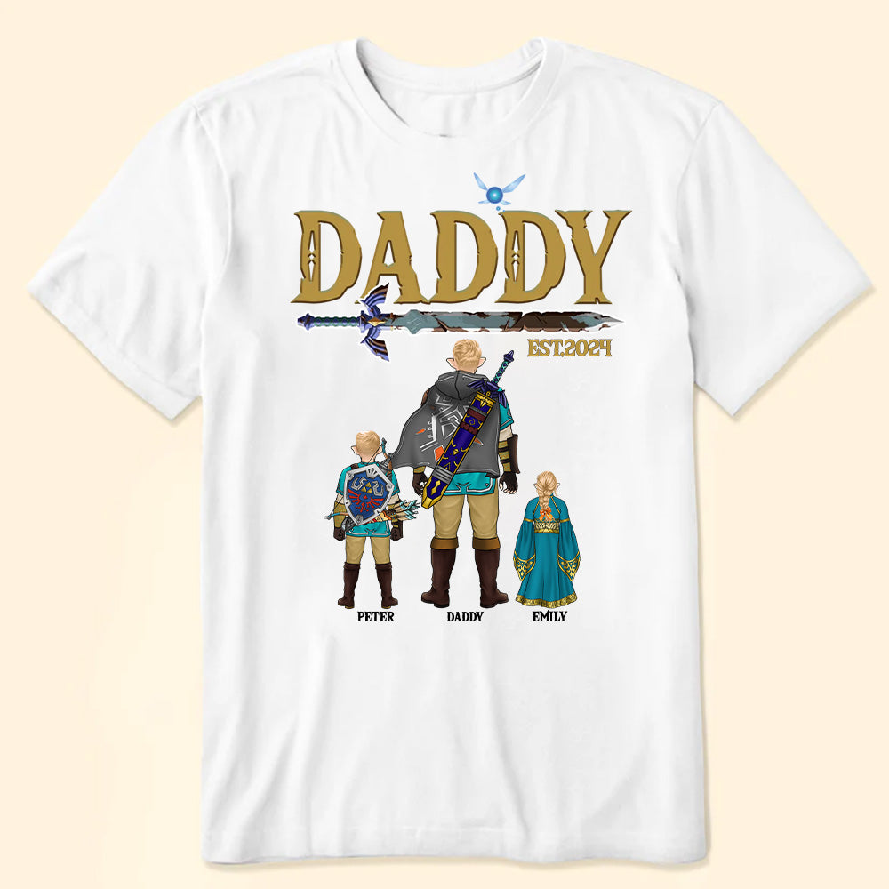 Personalized Zelda Daddy T-Shirt Custom Family Gift for Dad Cotton Apparel GradoCreations