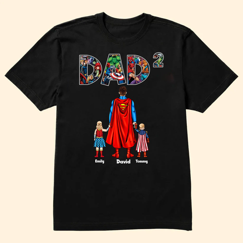 Personalized Superhero Dad T-Shirt Custom Names Gift for Father's Day Cotton Apparel GradoCreations