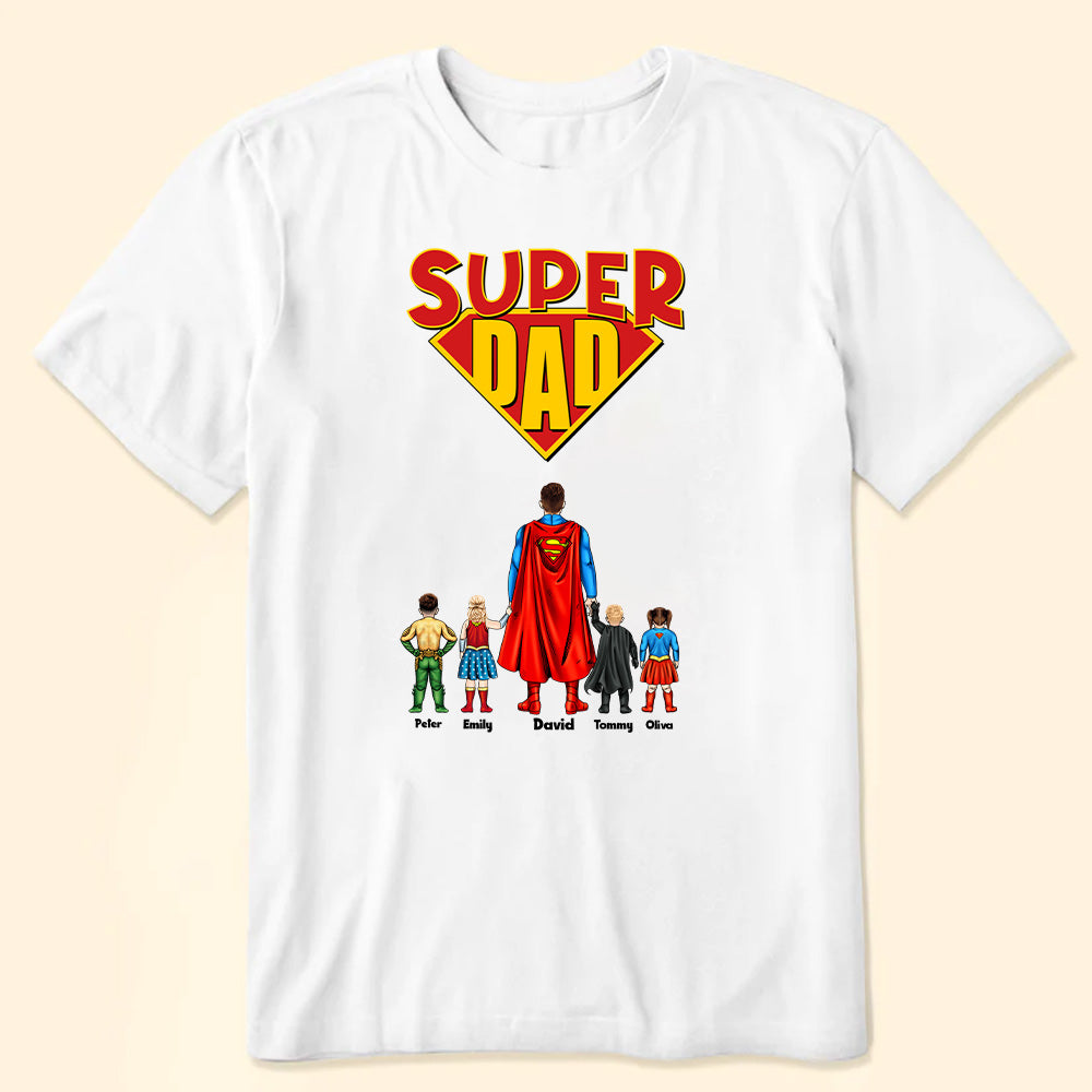 Personalized Super Dad T-Shirt Custom Name Gift for Father's Day Cotton Apparel GradoCreations