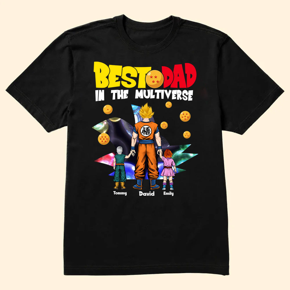 Personalized Best Dad In The Multiverse T-Shirt Gift for Father's Day Cotton Apparel GradoCreations