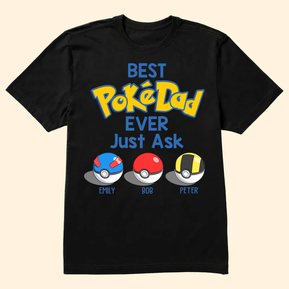 Personalized PokéDad T-Shirt Custom Name Gift for Dad Cotton Apparel GradoCreations
