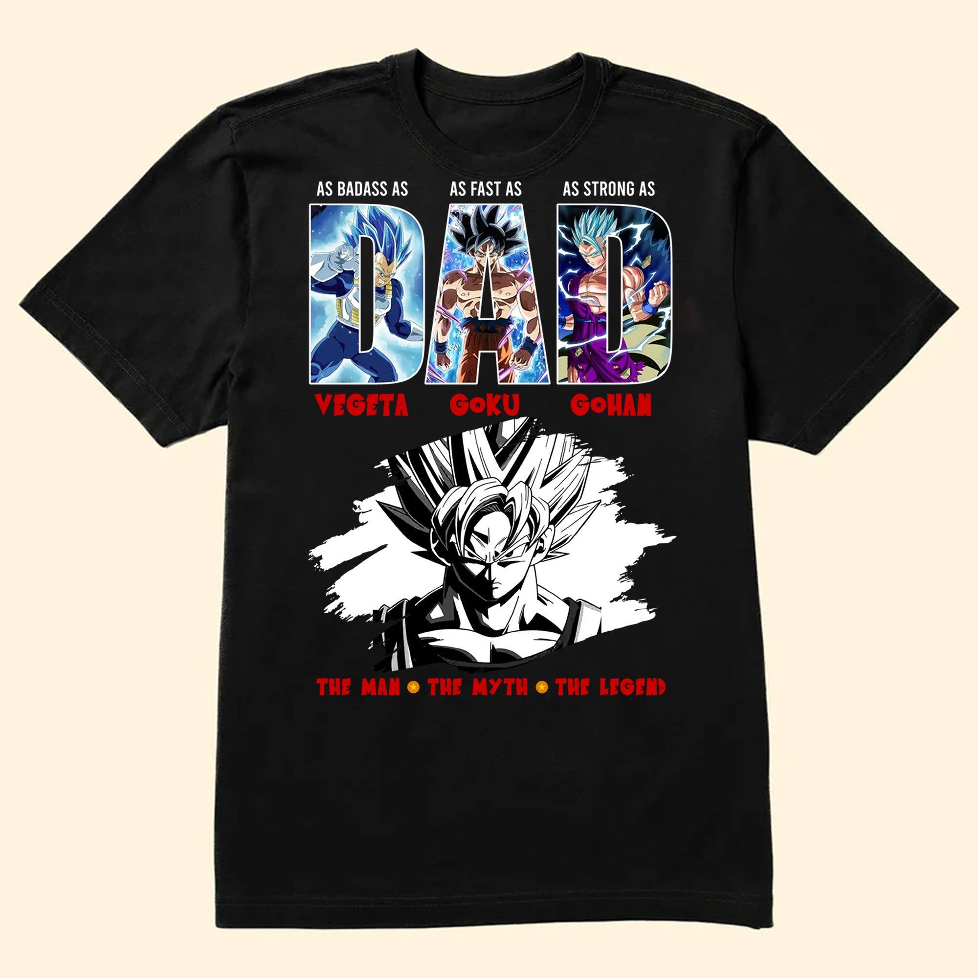 Personalized Goku Dad Shirt Custom Name Gift for Father's Day Cotton Apparel GradoCreations