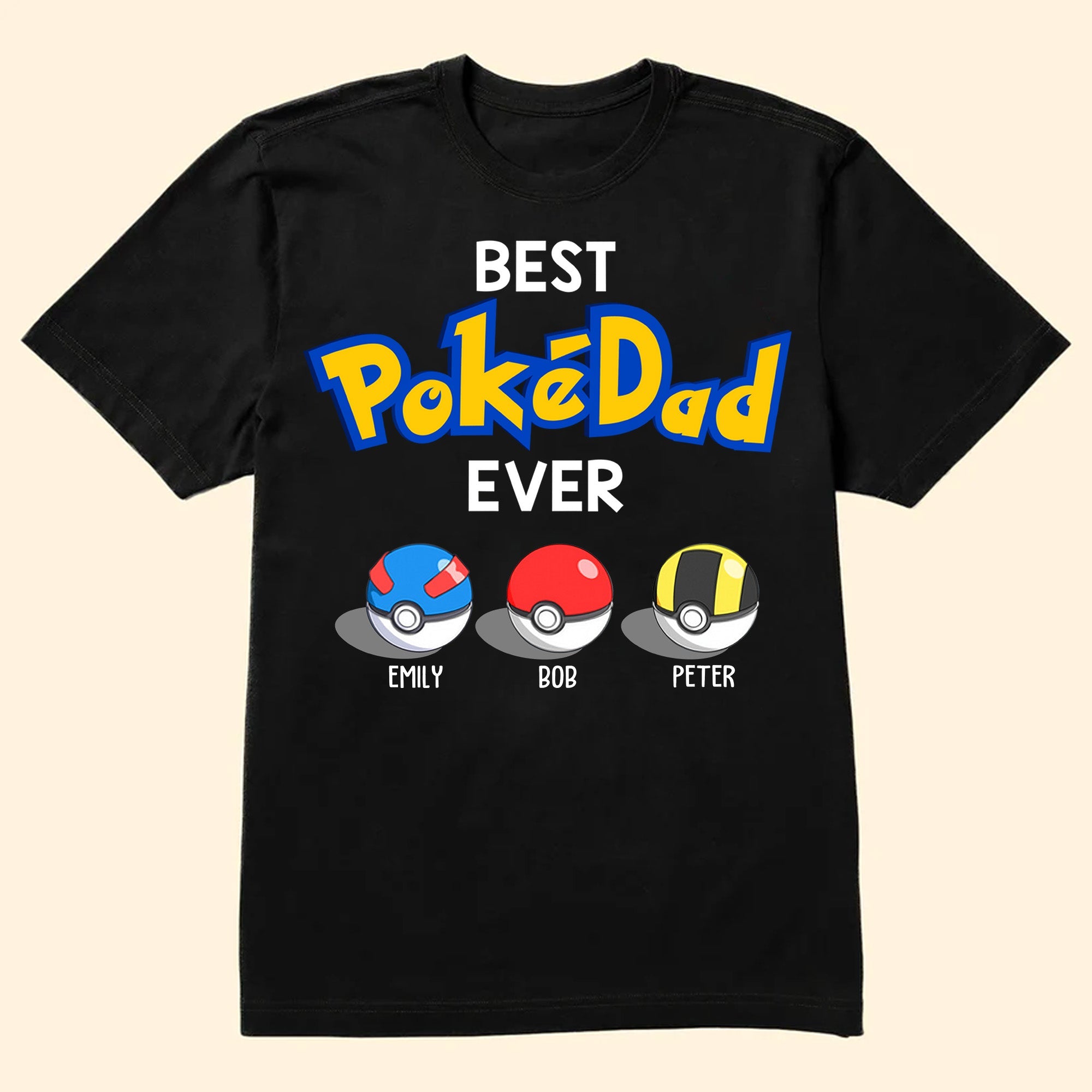 Personalized Funny Pokémon Dad Shirt Gift for Father's Day Cotton Apparel GradoCreations