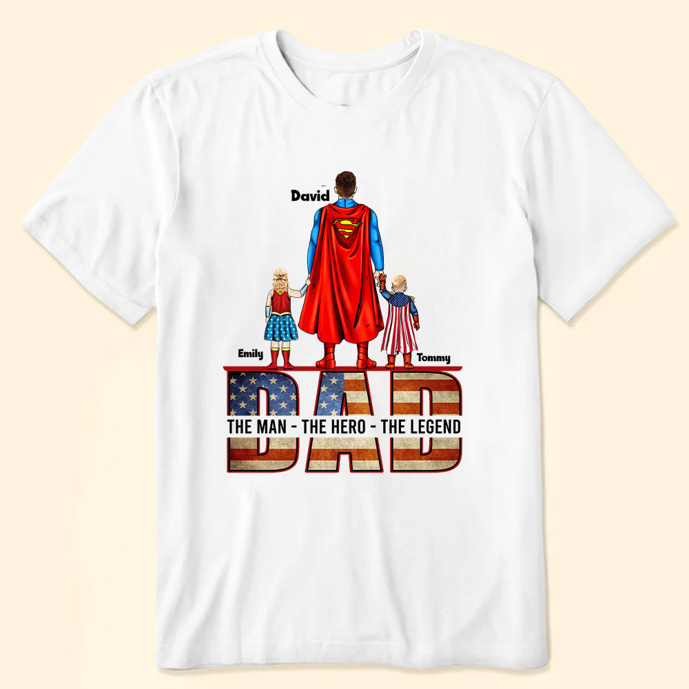 Personalized Superhero Dad T-Shirt Gift for Father's Day Cotton Apparel GradoCreations