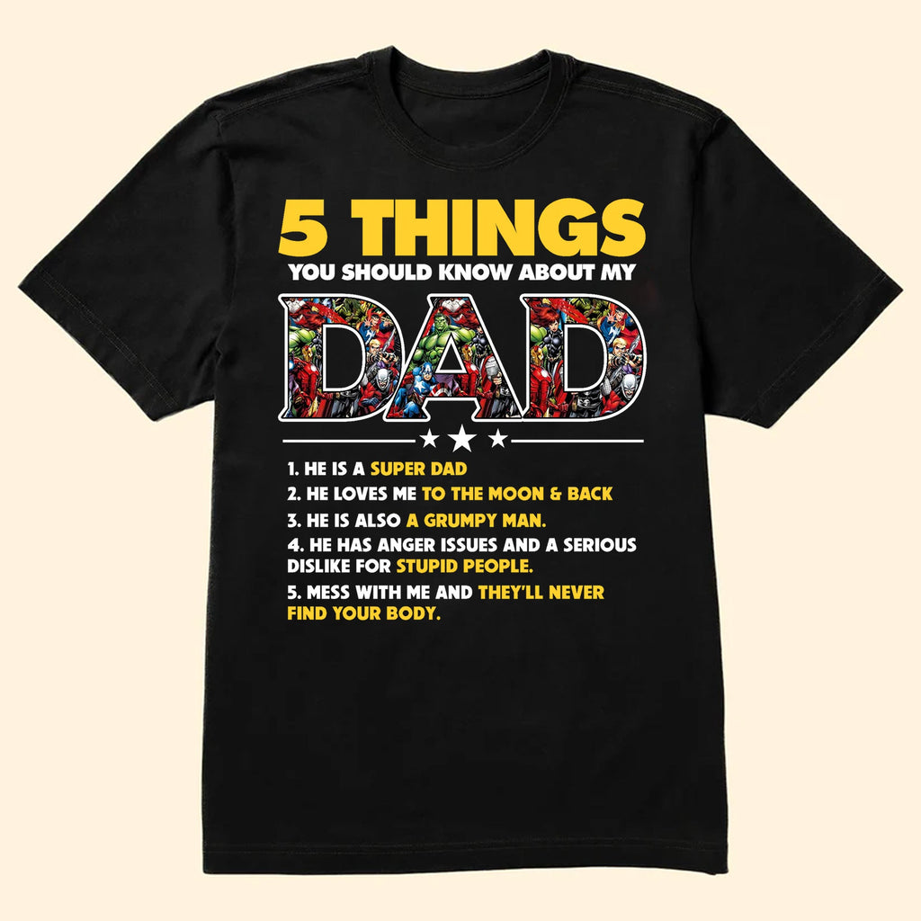 Personalized Super Hero Dad Shirt Custom Message Gift for Father's Day Cotton Apparel GradoCreations