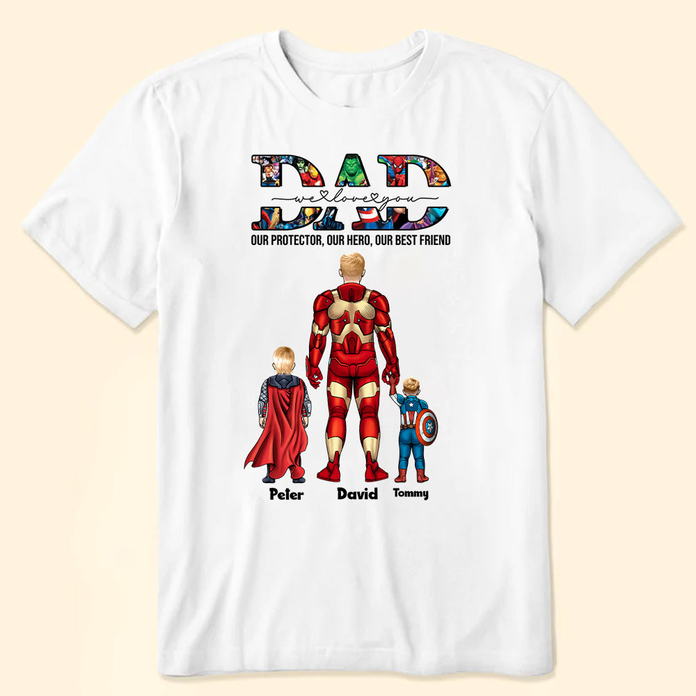 Personalized Superhero Dad T-Shirt Custom Design Gift for Father's Day Cotton Apparel GradoCreations